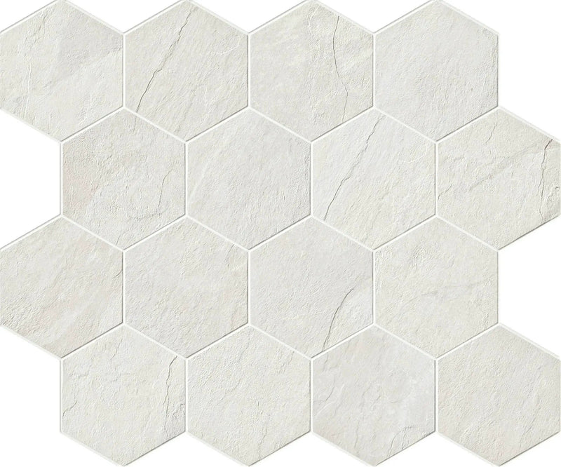 Essence Montauk White Mosaic D Slate Look Porcelain Tiles 12x12 by landmarkceramics