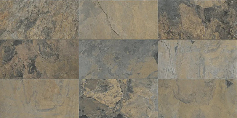 Essence Rustic Gold Slate Look Porcelain Tiles 3x12 by landmarkceramics
