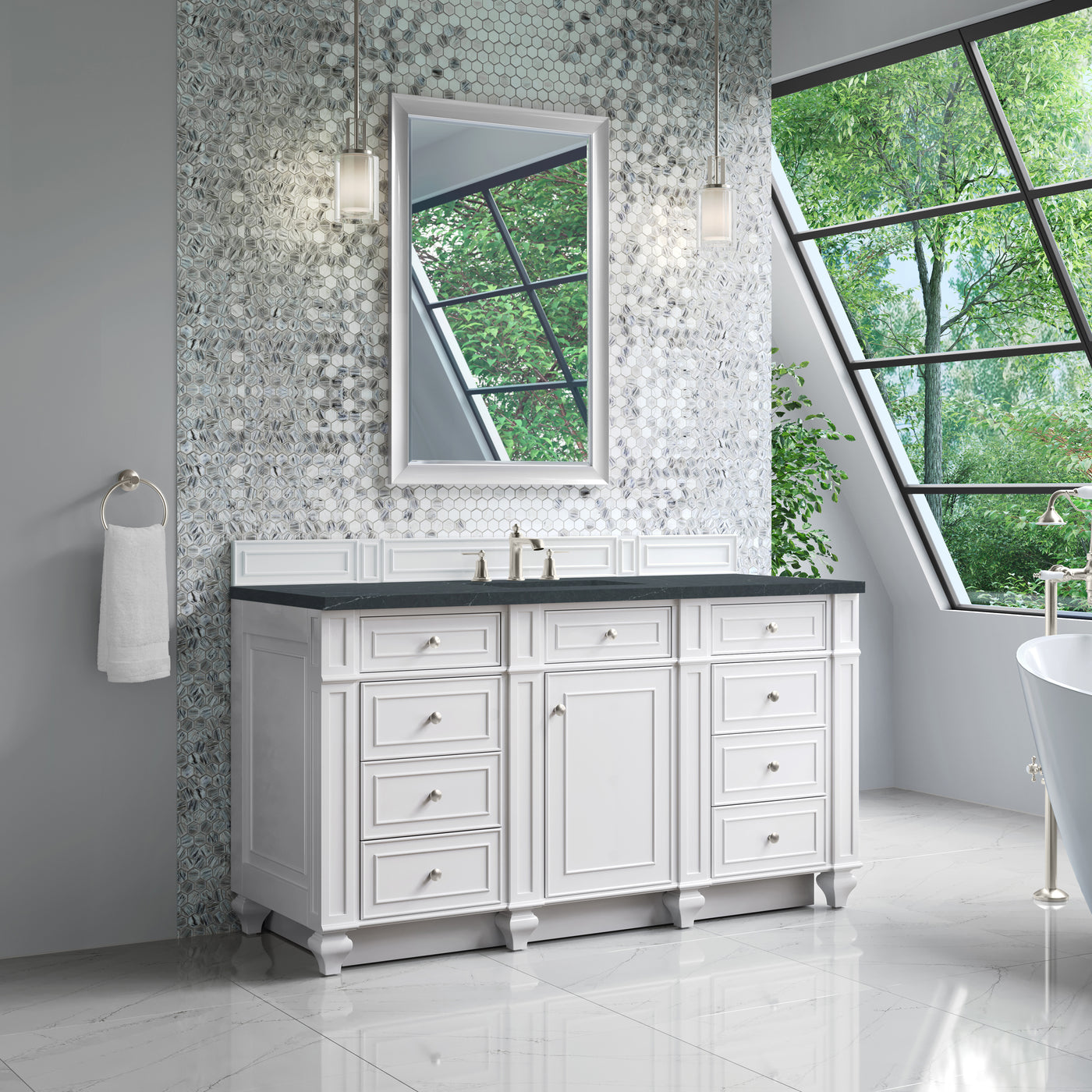 James Martin Bristol 60" Single Bathroom Vanity, Bright White, view 28