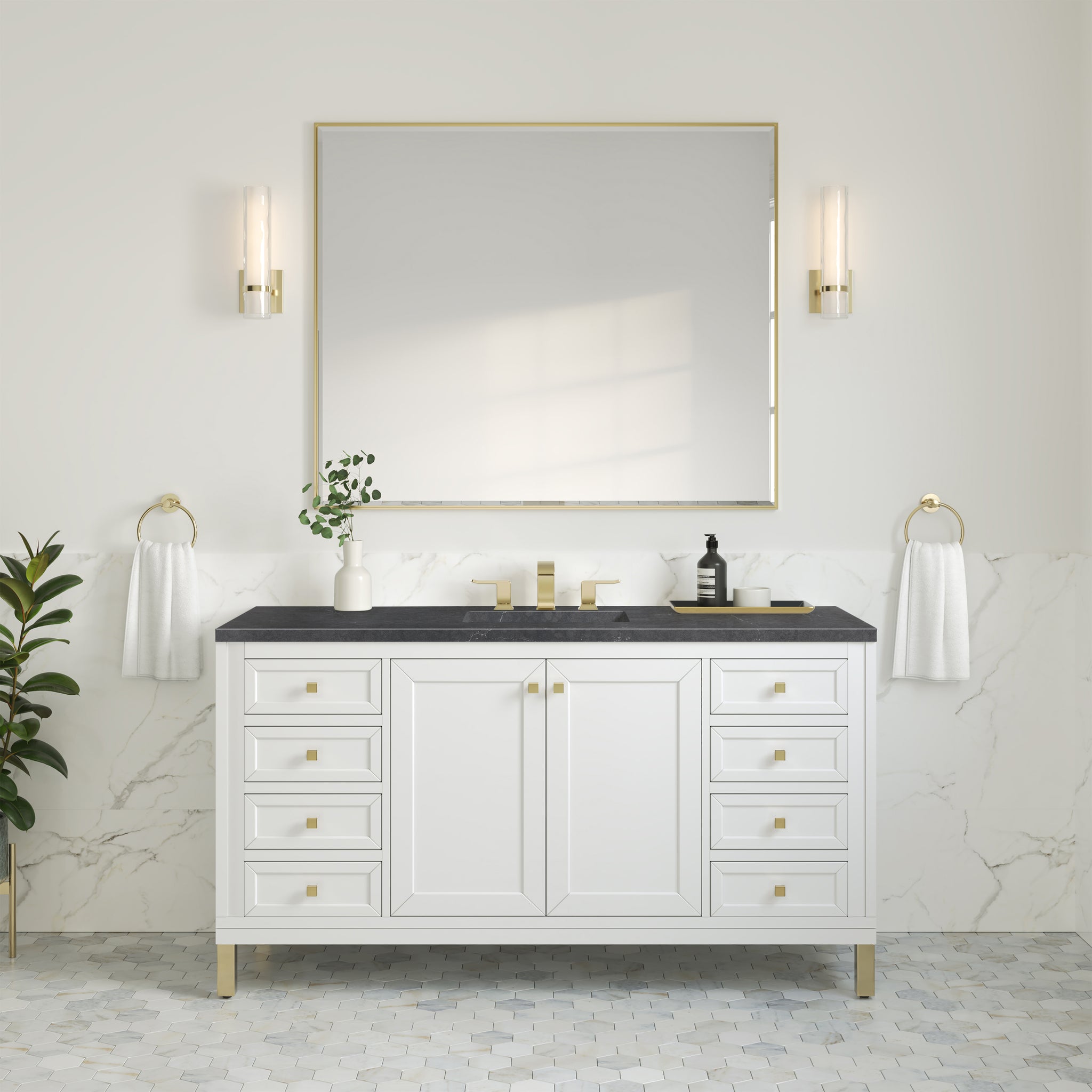 James Martin Chicago 60" Single Bathroom Vanity, Glossy White, view 35
