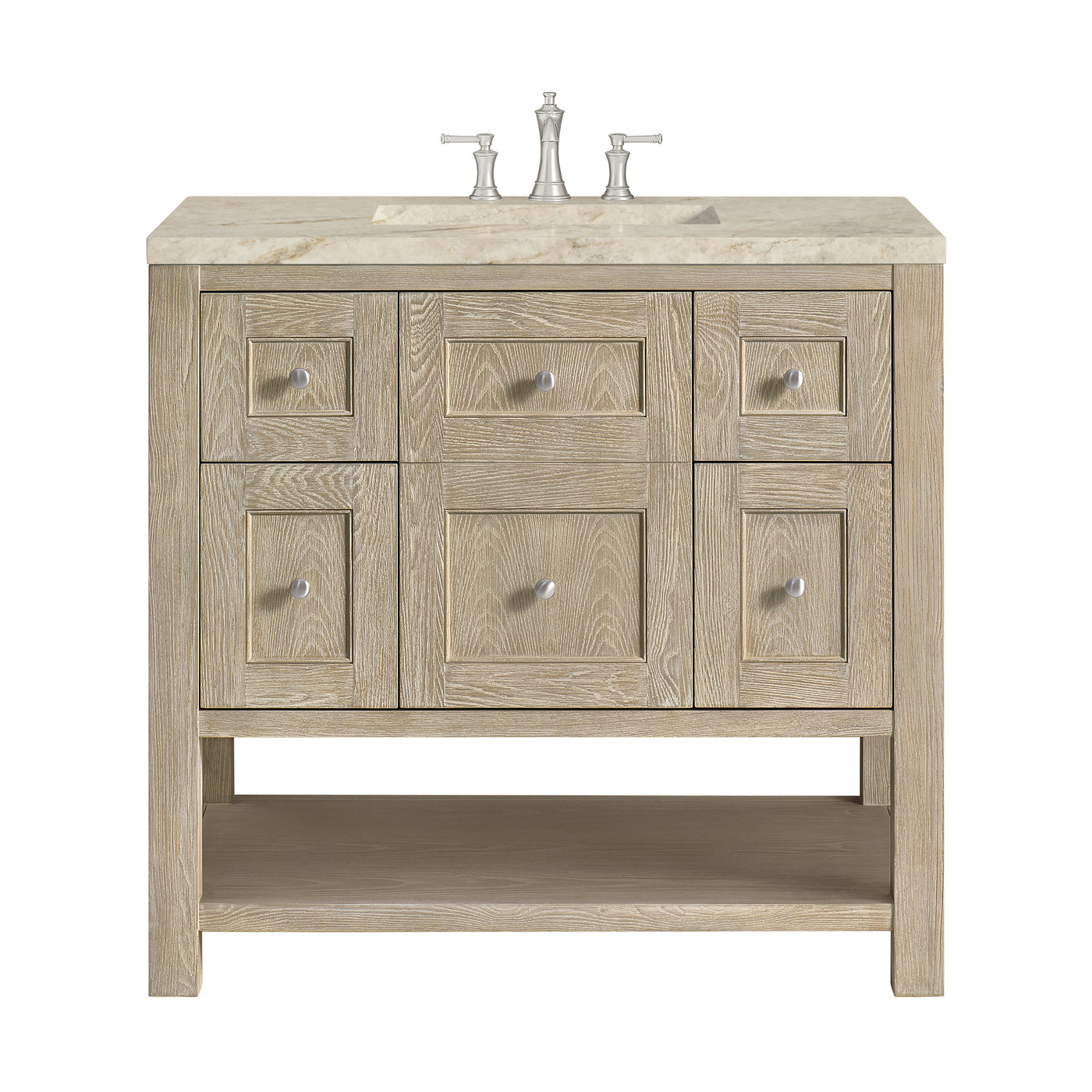 James Martin Breckenridge 36" Single Bathroom Vanity, Whitewashed Oak with Tajnar countertop