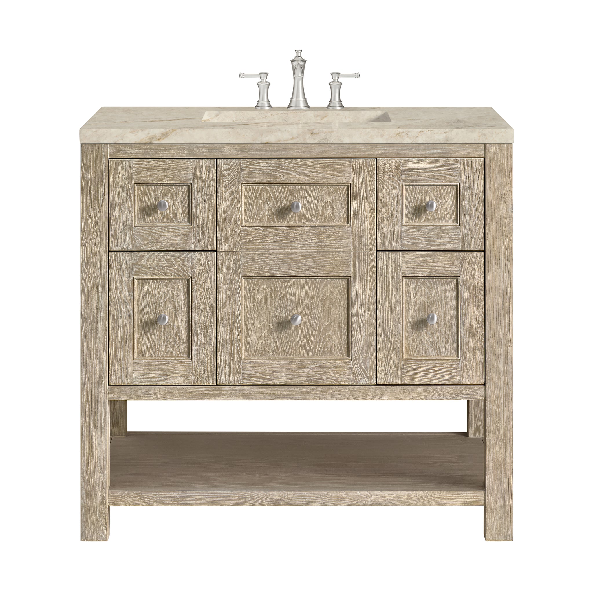 James Martin Breckenridge 36" Single Bathroom Vanity, Whitewashed Oak with Tajnar countertop