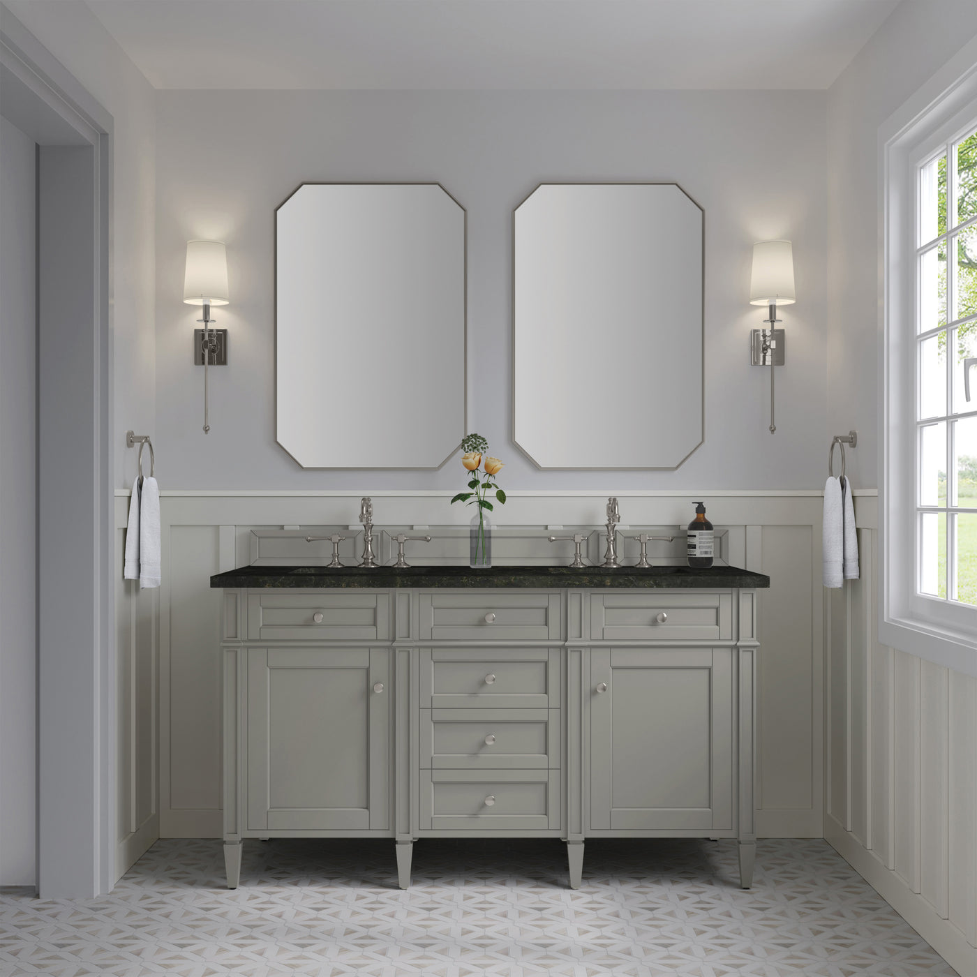 James Martin Brittany 60" Double Bathroom Vanity, Urban Gray, view 37