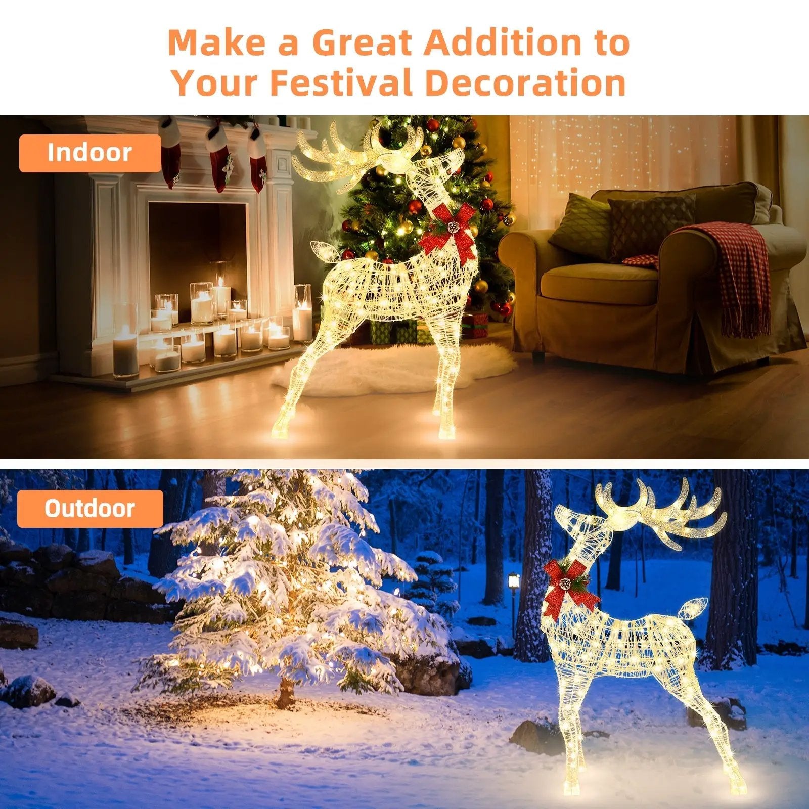Lighted Standing Reindeer with Stakes for Christmas Decoration by DirectDeals