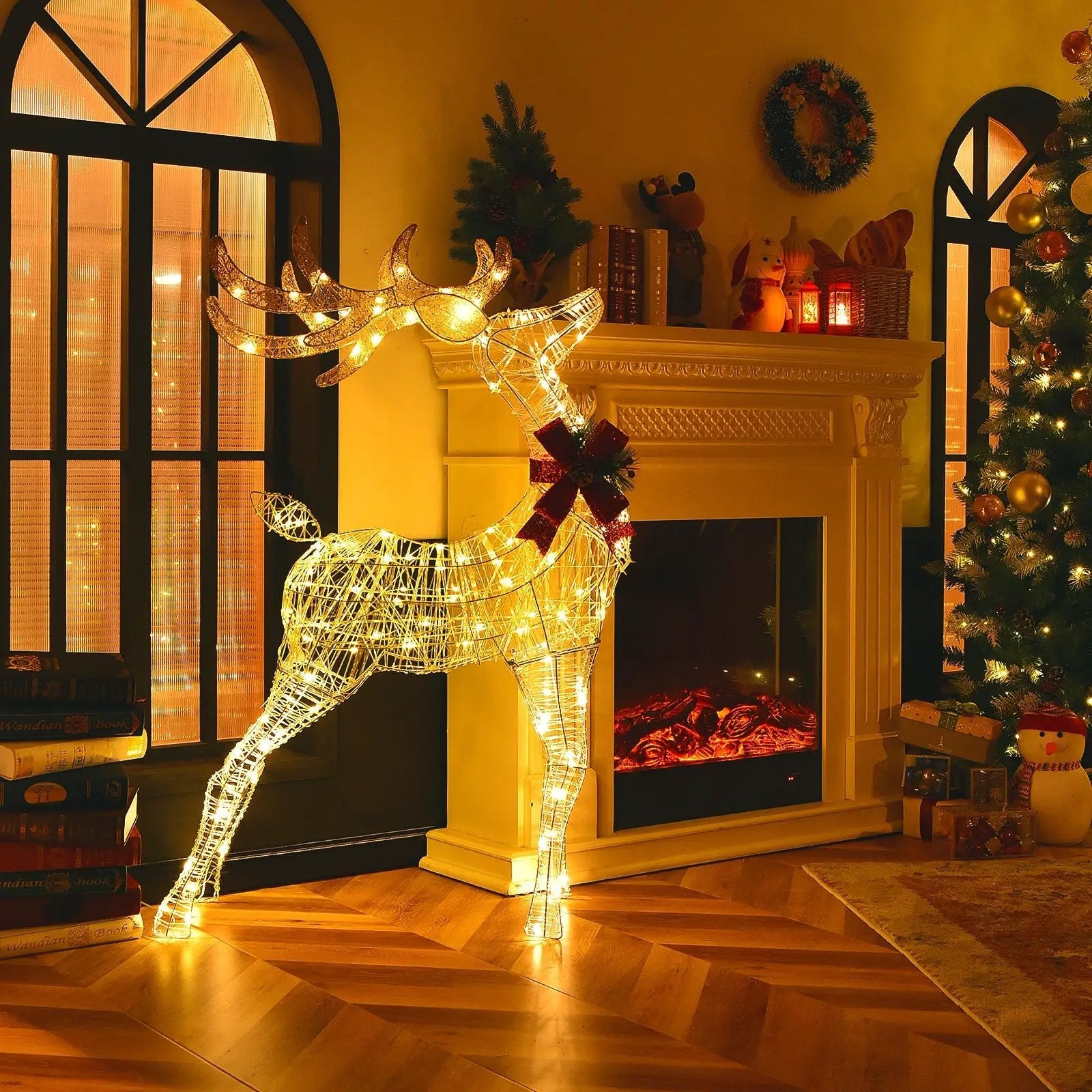 Lighted Standing Reindeer with Stakes for Christmas Decoration by DirectDeals