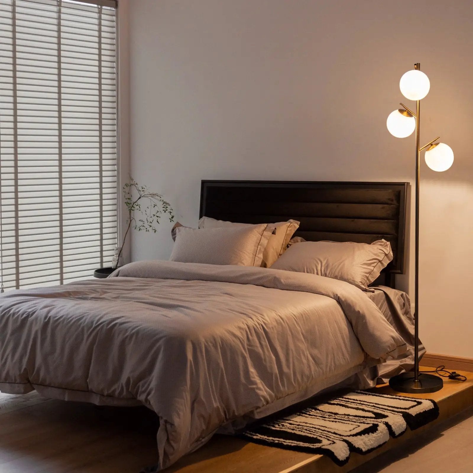 3-Globe Floor Lamp with Foot Switch and Bulb Bases-Golden by DirectDeals