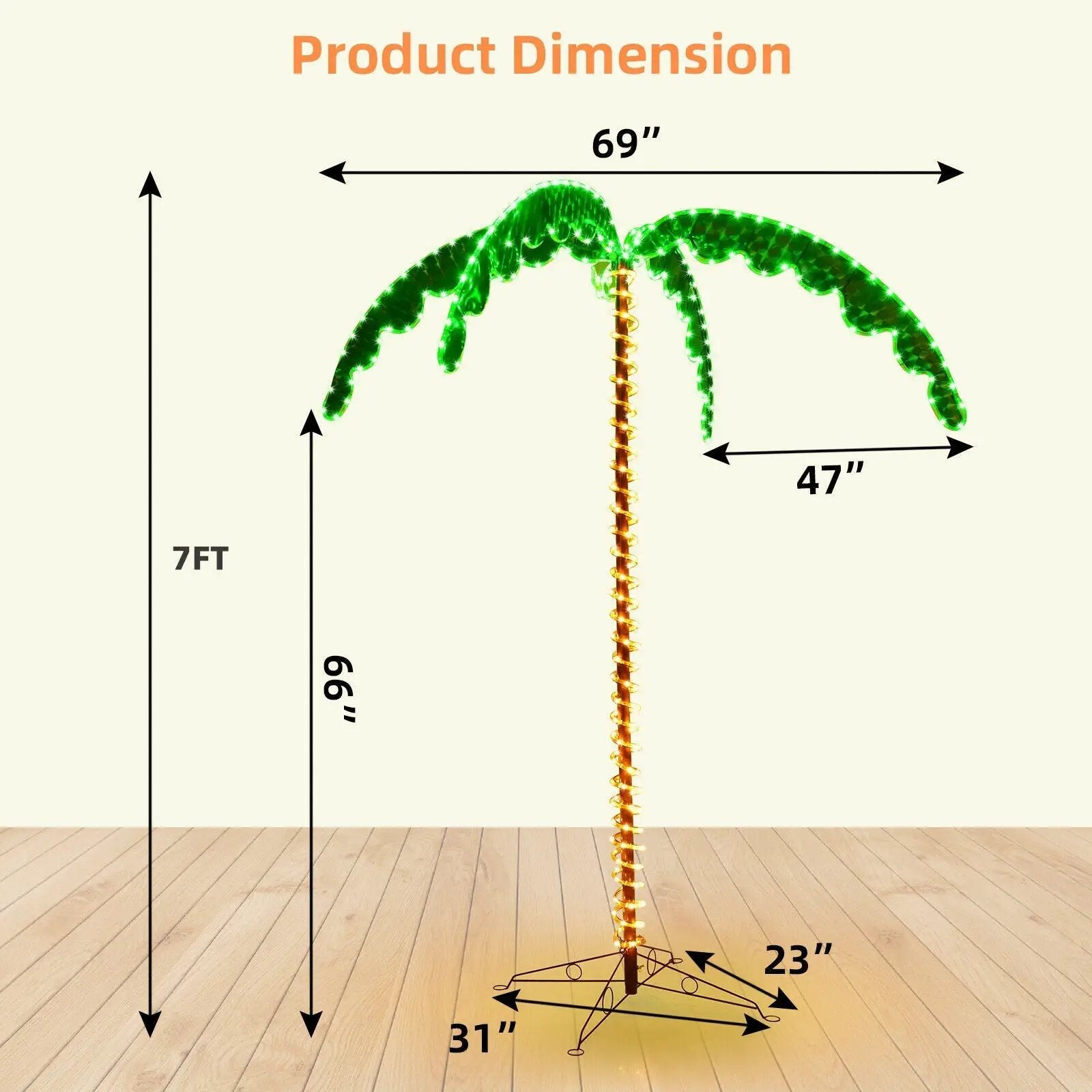 7 Feet LED Pre-lit Palm Tree Decor with Light Rope by DirectDeals