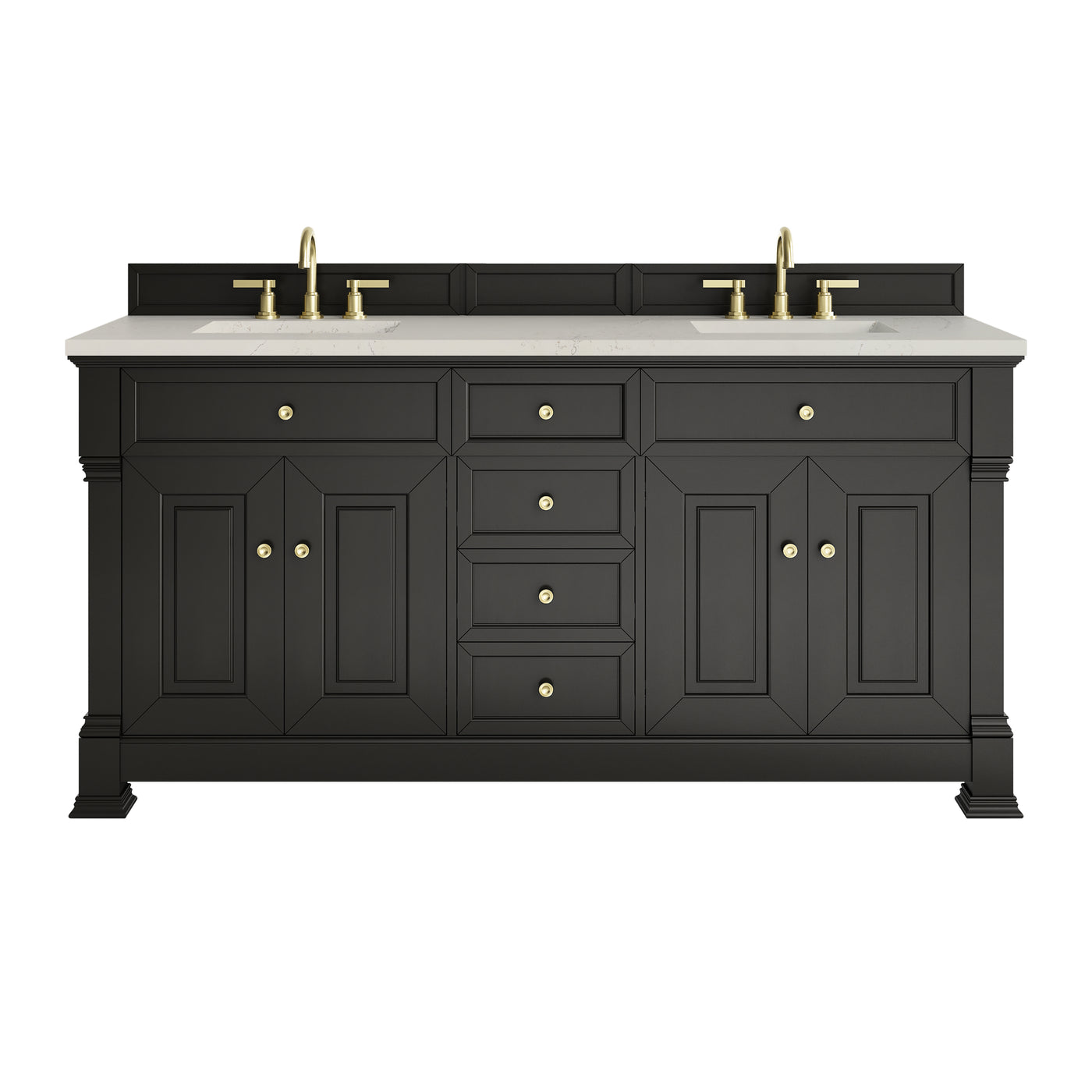 James Martin Brookfield 72" Double Bathroom Vanity, Black Onyx with Siberian countertop
