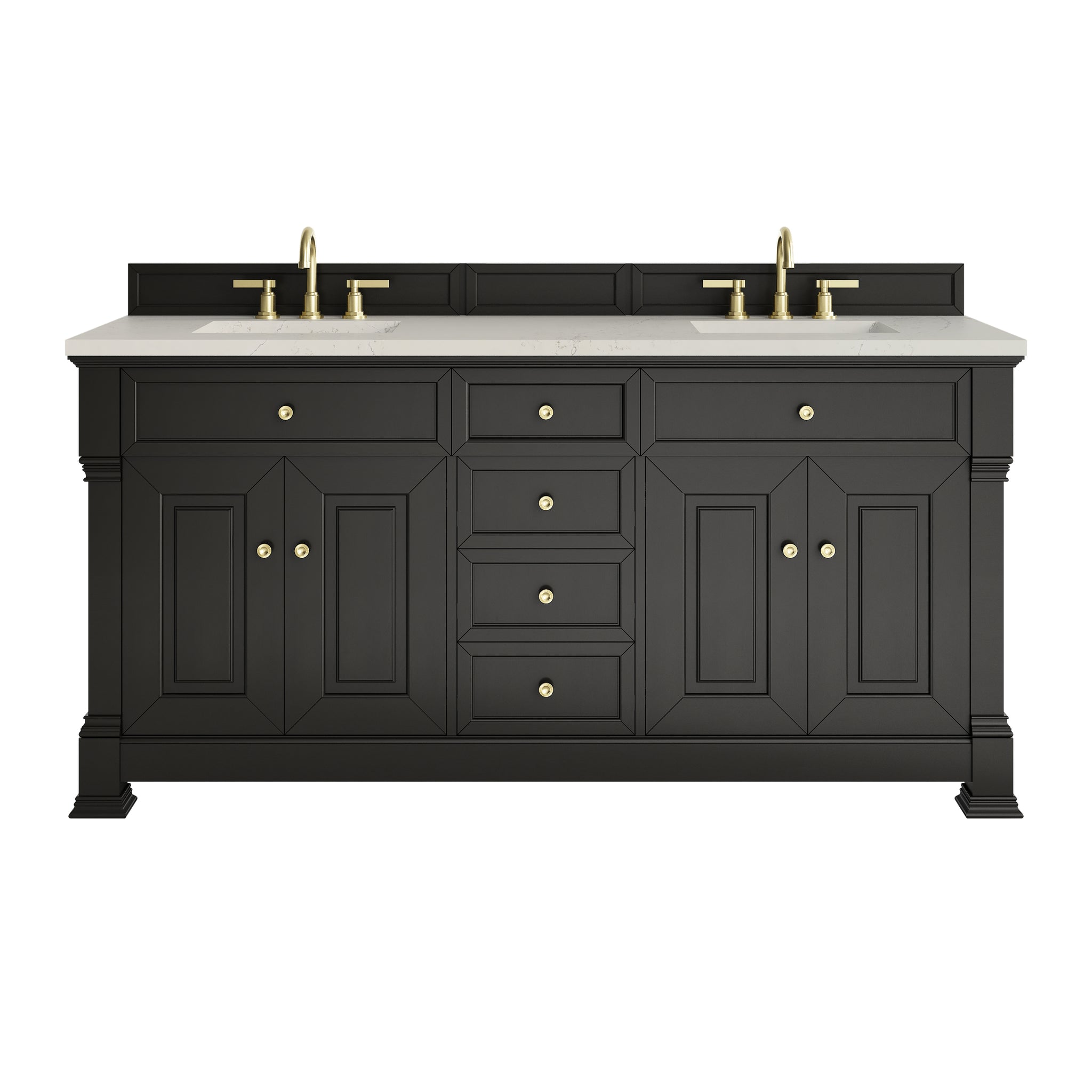 James Martin Brookfield 72" Double Bathroom Vanity, Black Onyx with Siberian countertop