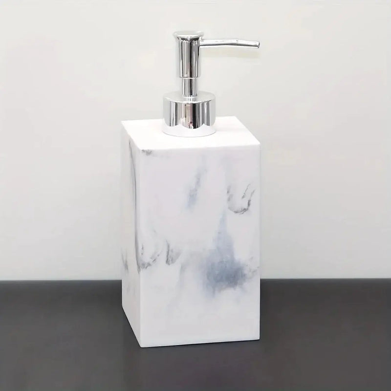 European Style 5-Piece Bathroom Accessory Set with Faux Marble Design - Includes Soap Dispenser, Toothbrush Holder, Tumbler, Soap Dish, and Tray - Elegant Vanity Countertop Ensemble for Home or Hotel Decor by House Of Avana