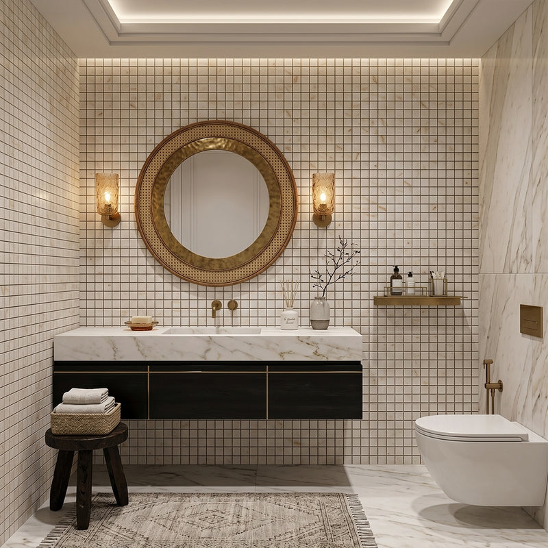 European Sugar Polished 1x1 Marble Mosaics 12x12 Marble Polished 12x12 Mosaics — 2