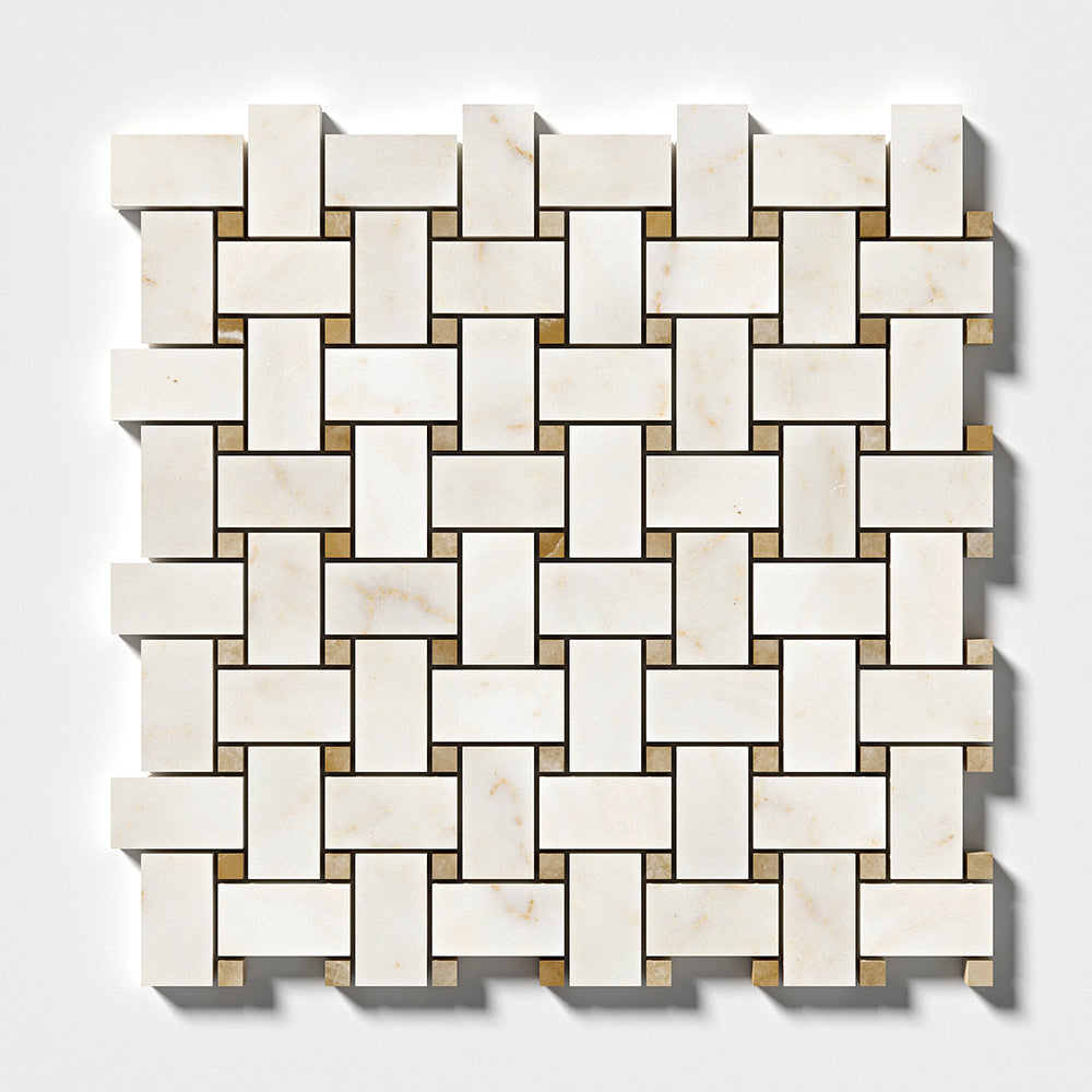 European Sugar Polished Basket Weave Marble Mosaics 12x12 Marble Polished 12x12 Mosaics