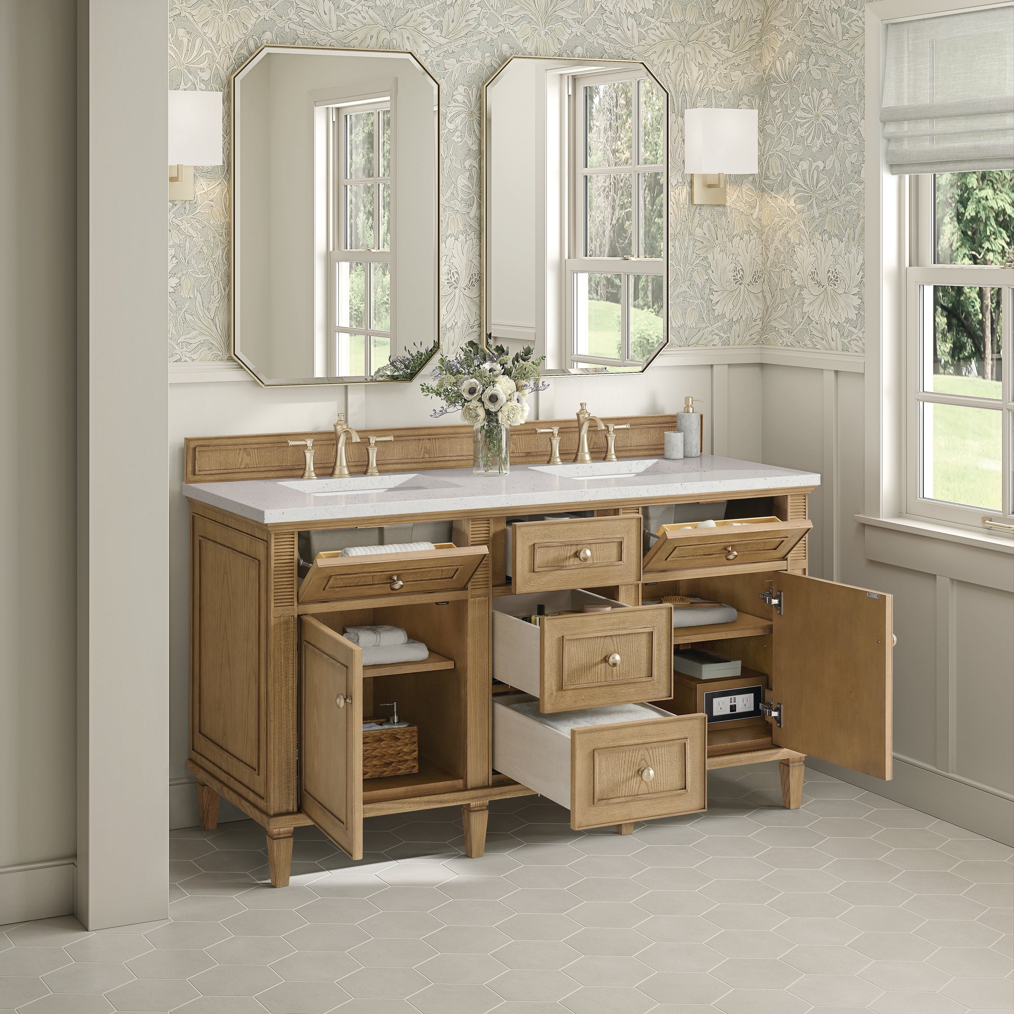 James Martin Lorelai 60" Double Bathroom Vanity, Light Natural Oak, view 32