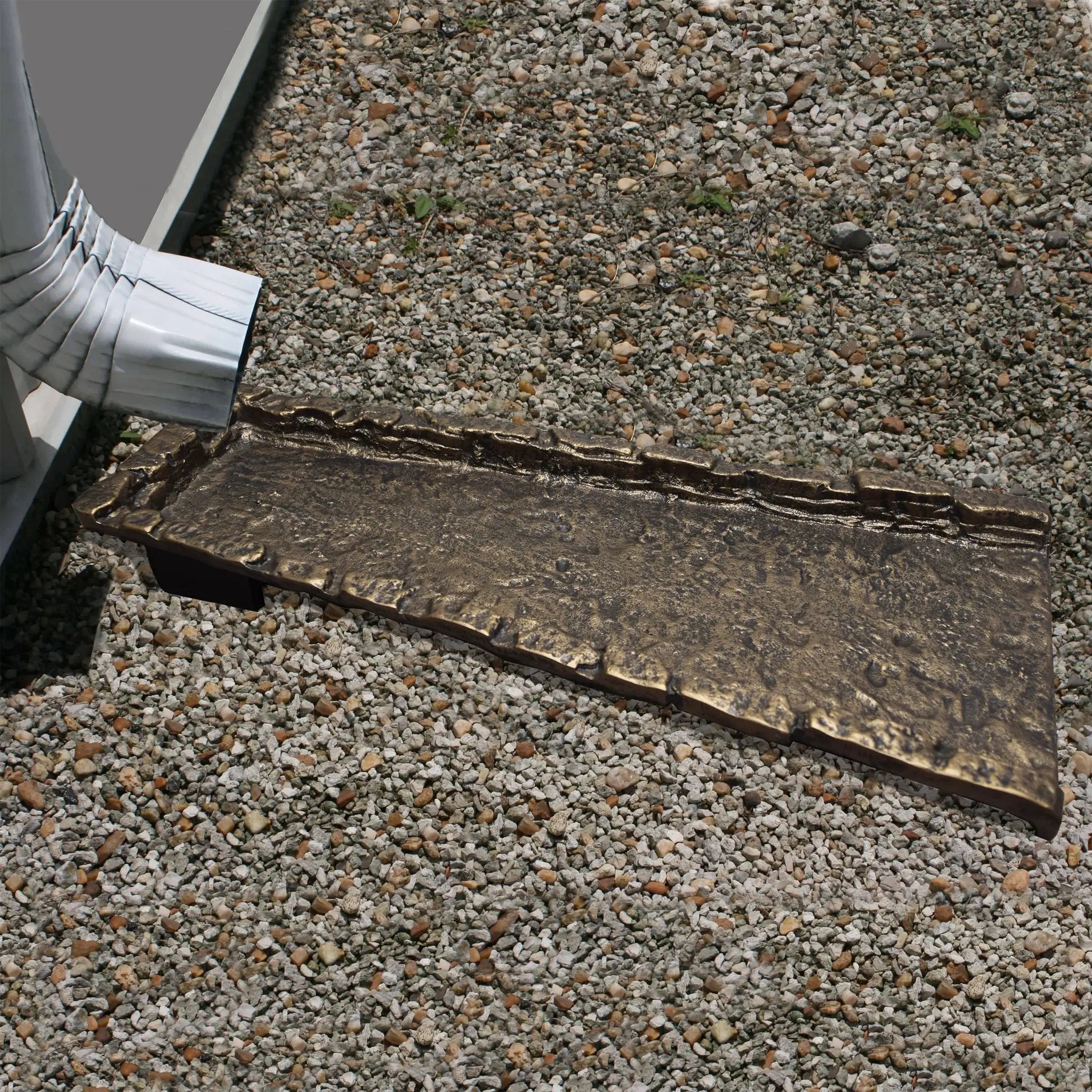 Bronze Stone Rock 24-in Cast Aluminum Downspout Gutter Splash Block by Sharicks