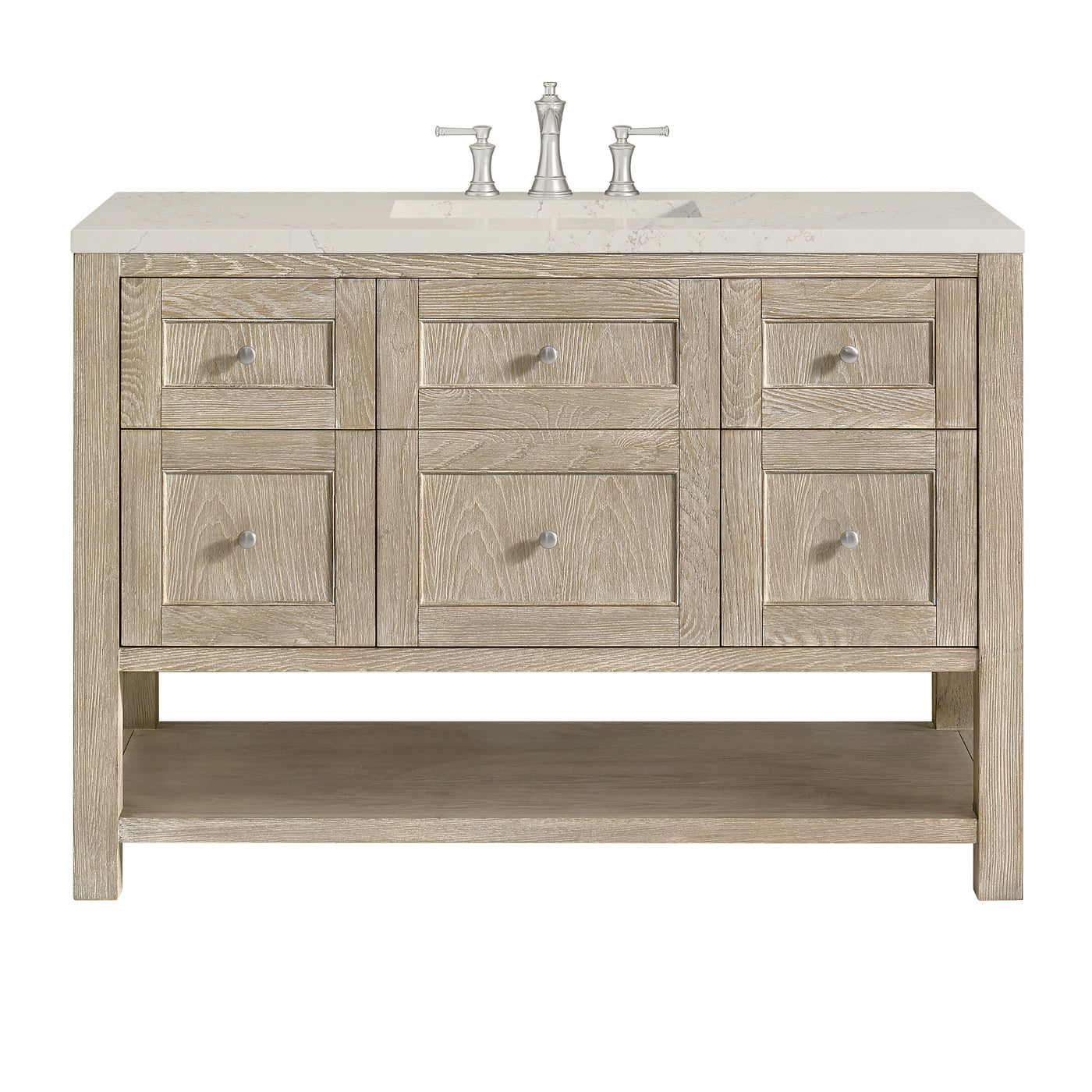 James Martin Breckenridge 48" Single Bathroom Vanity, Whitewashed Oak with Siberian countertop