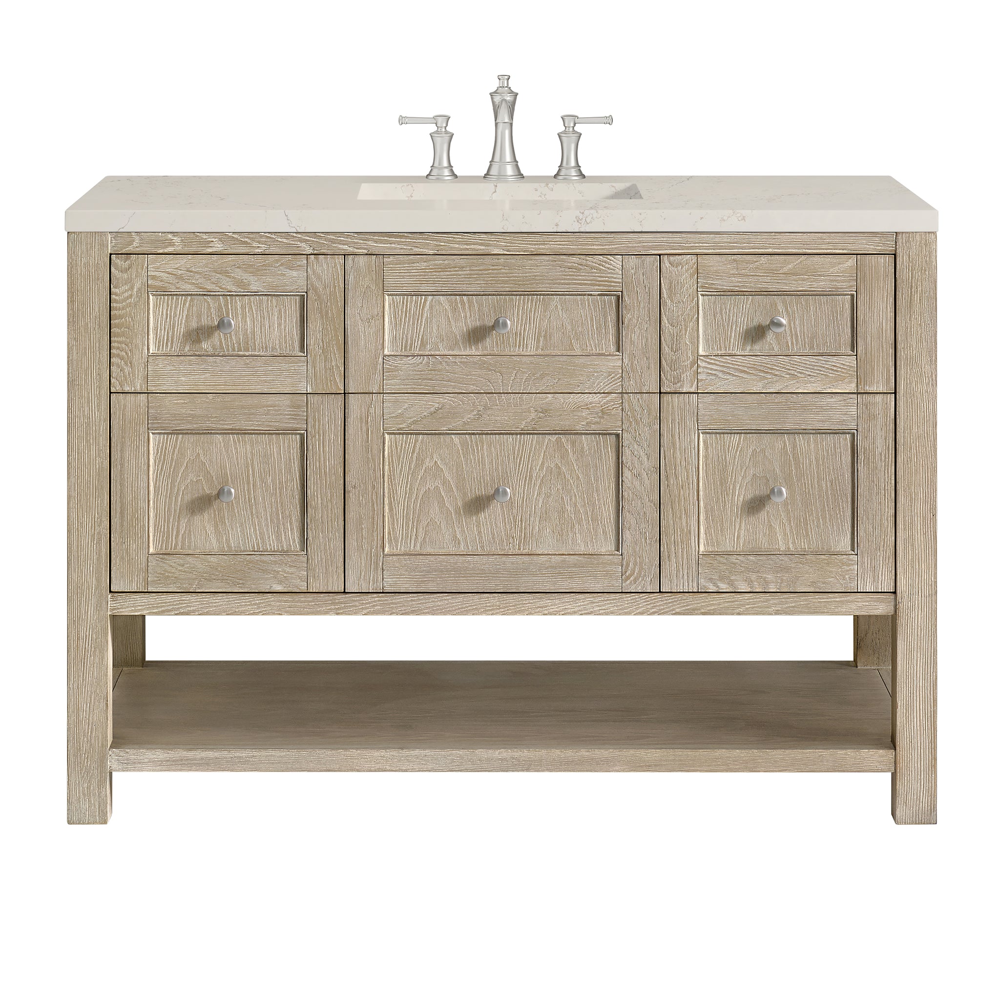 James Martin Breckenridge 48" Single Bathroom Vanity, Whitewashed Oak with Siberian countertop