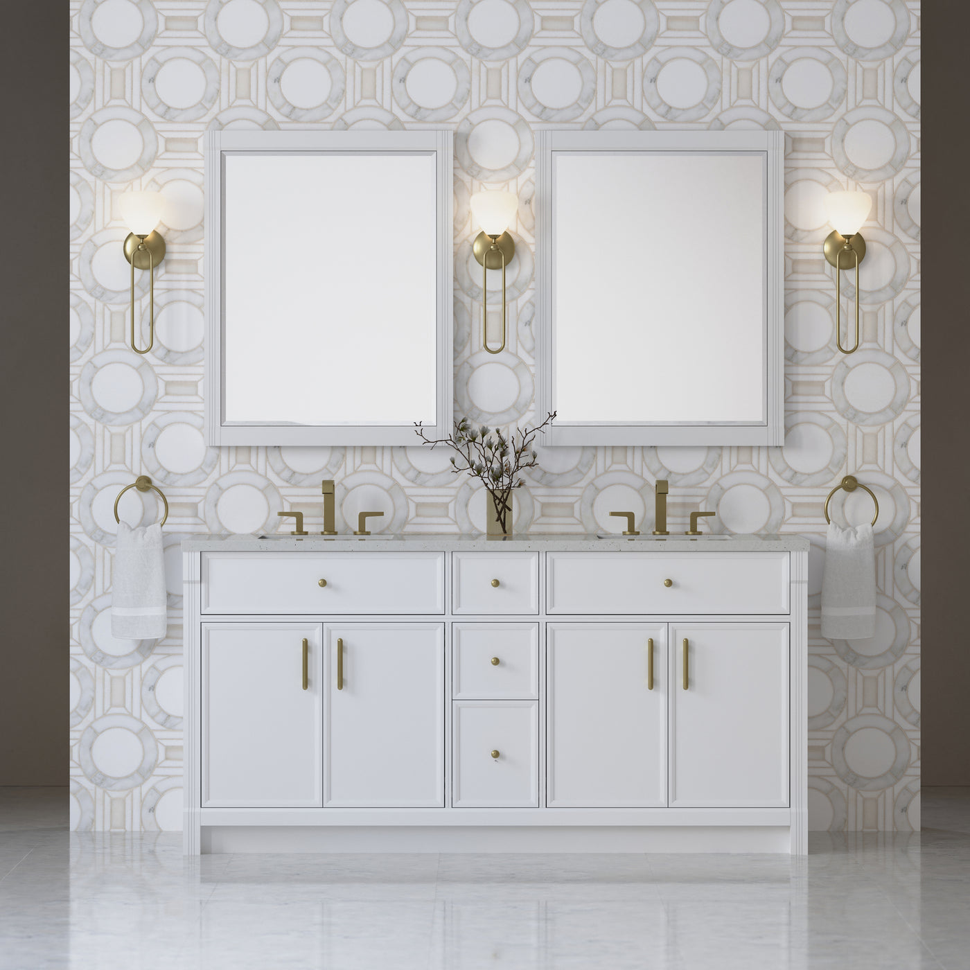 James Martin Bellshire 72" Double Bathroom Vanity, Bright White, view 28