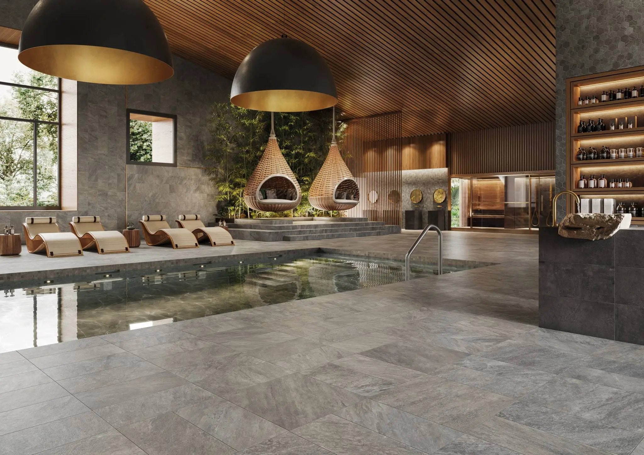 Explore Everest Dark Anti-Slip Grip Quartz Look Porcelain Tiles 12x24 by landmarkceramics