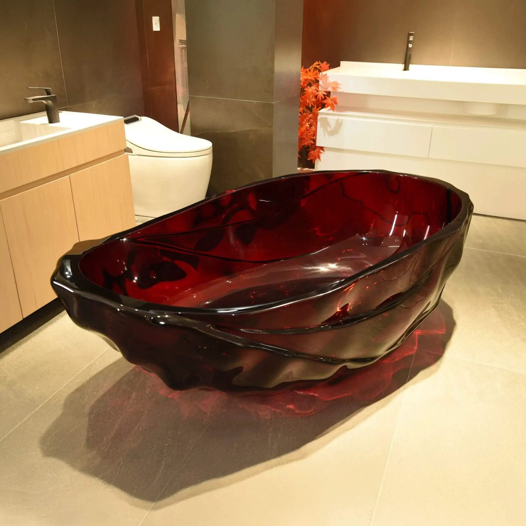 Nuvia Extra-Large 67-Inch Modern Freestanding Oval Resin Soaking Bathtub (SAK39750) by SAKSBY WHOLESALE