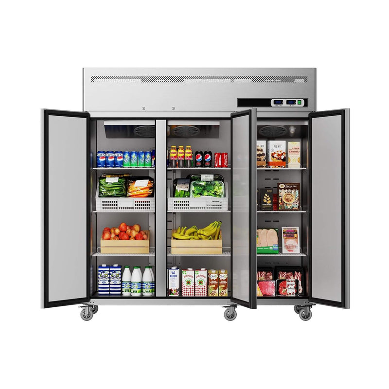 Extra-Large 72-Inch 54 Cu.Ft Commercial 3-Door Upright Reach-In Freezer Refrigerator Combo With Wheels (SAK68325) by SAKSBY WHOLESALE