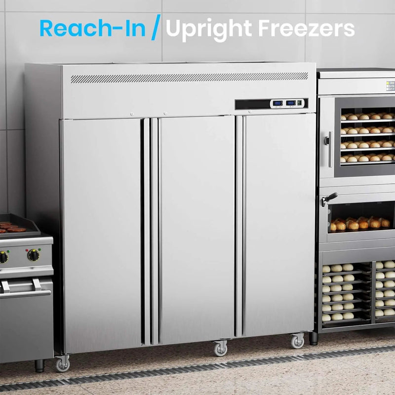 Extra-Large 72-Inch 54 Cu.Ft Commercial 3-Door Upright Reach-In Freezer Refrigerator Combo With Wheels (SAK68325) by SAKSBY WHOLESALE