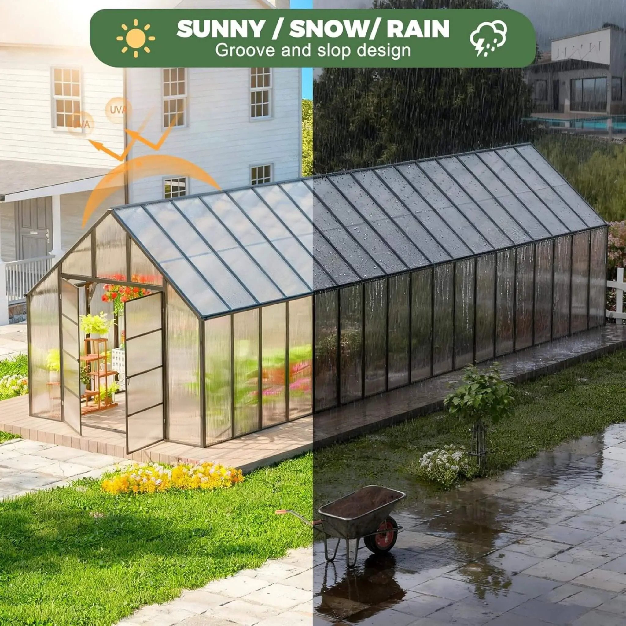 [10X36FT] Extra-Large Heavy-Duty Outdoor Walk-In Greenhouse With Adjustable Roof Vents, 4MM (SAK26174) by SAKSBY WHOLESALE