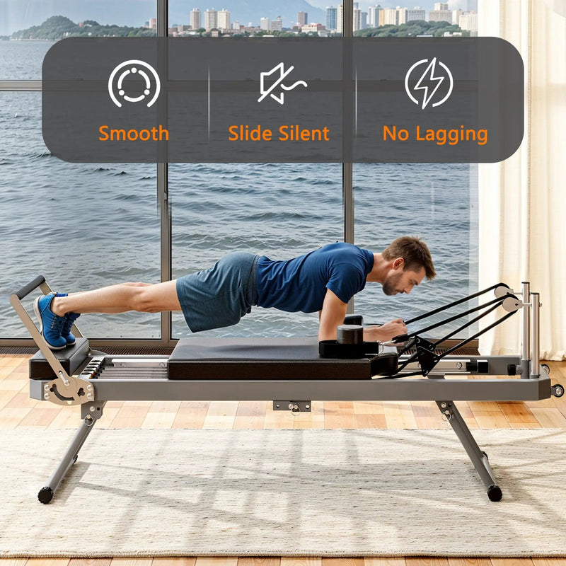 Core Pilates Extra-Large Multi-Functional Pilates Reformer Machine With Dynamic Resistance Cords And Aerobic Rebounder, Black (SAK32879) by SAKSBY WHOLESALE
