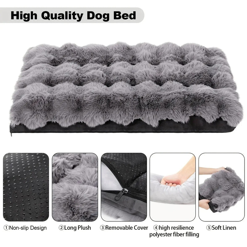 Extra Large Orthopedic Dog Bed - Luxurious Plush Faux Fur Kennel, Bite-Resistant, Dirt-Repellent and Machine Washable Pet Mat with Anti-Slip Bottom, Stylish for Living Rooms, All-Season Comfort & Joint Support for Large Dogs by House Of Avana