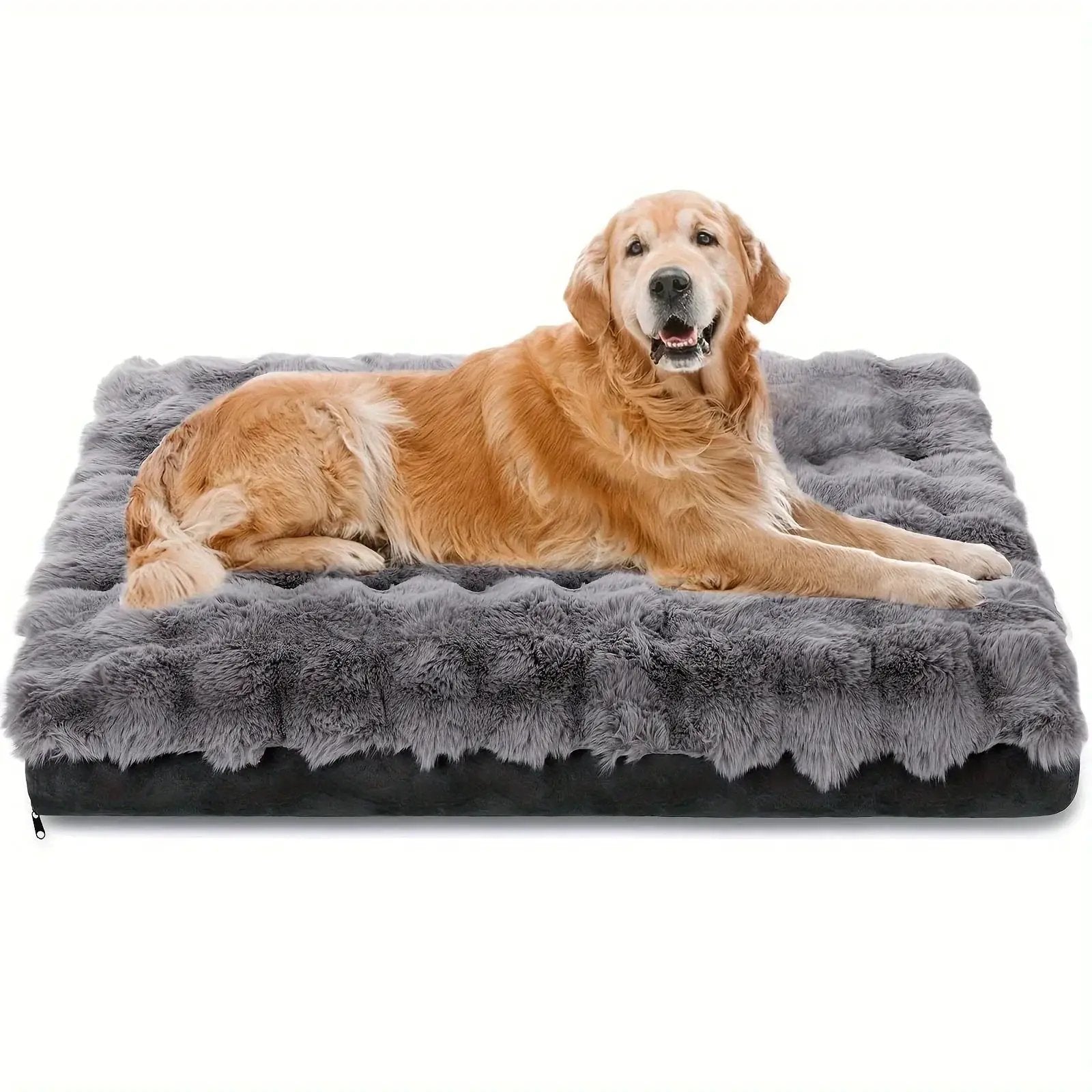 Extra Large Orthopedic Dog Bed - Luxurious Plush Faux Fur Kennel, Bite-Resistant, Dirt-Repellent and Machine Washable Pet Mat with Anti-Slip Bottom, Stylish for Living Rooms, All-Season Comfort & Joint Support for Large Dogs by House Of Avana