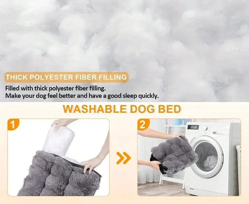 Extra Large Orthopedic Dog Bed - Luxurious Plush Faux Fur Kennel, Bite-Resistant, Dirt-Repellent and Machine Washable Pet Mat with Anti-Slip Bottom, Stylish for Living Rooms, All-Season Comfort & Joint Support for Large Dogs by House Of Avana