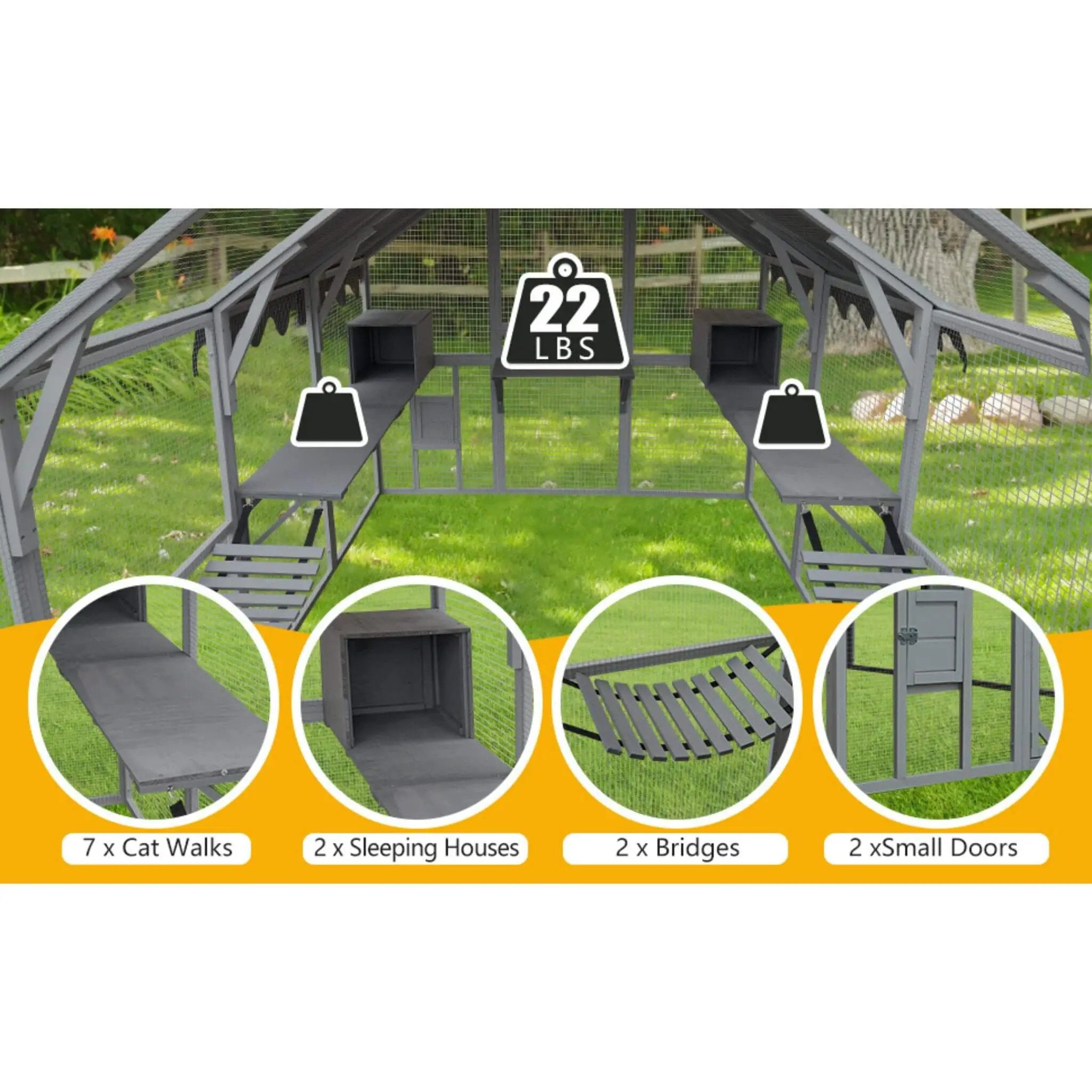Alora Extra Large Outdoor Cat Kitten Playpen House With Platforms, And Waterproof Cover (SAK55092) by SAKSBY WHOLESALE