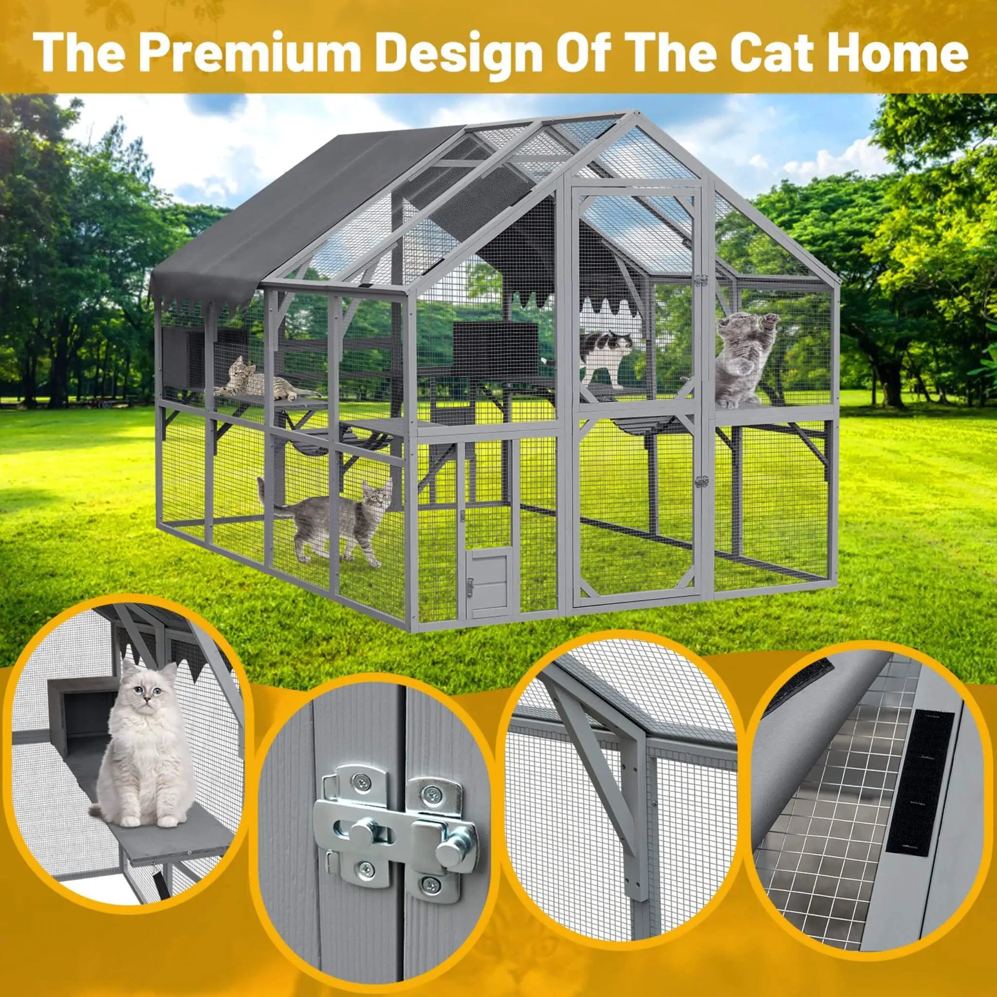 Alora Extra Large Outdoor Cat Kitten Playpen House With Platforms, And Waterproof Cover (SAK55092) by SAKSBY WHOLESALE