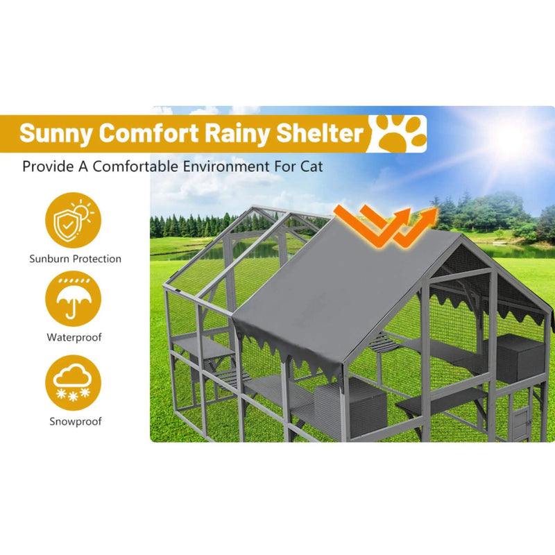 Alora Extra Large Outdoor Cat Kitten Playpen House With Platforms, And Waterproof Cover (SAK55092) by SAKSBY WHOLESALE