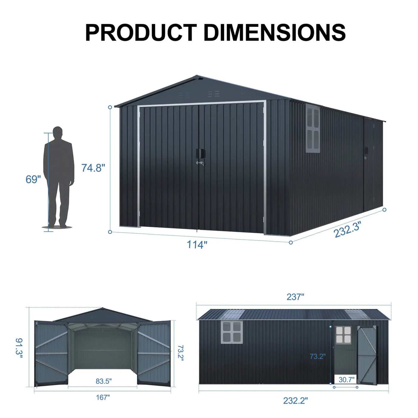 Extra-Large Outdoor Galvanized Steel Outdoor Storage Shed With Skylight Roof (SAK42671) by SAKSBY WHOLESALE