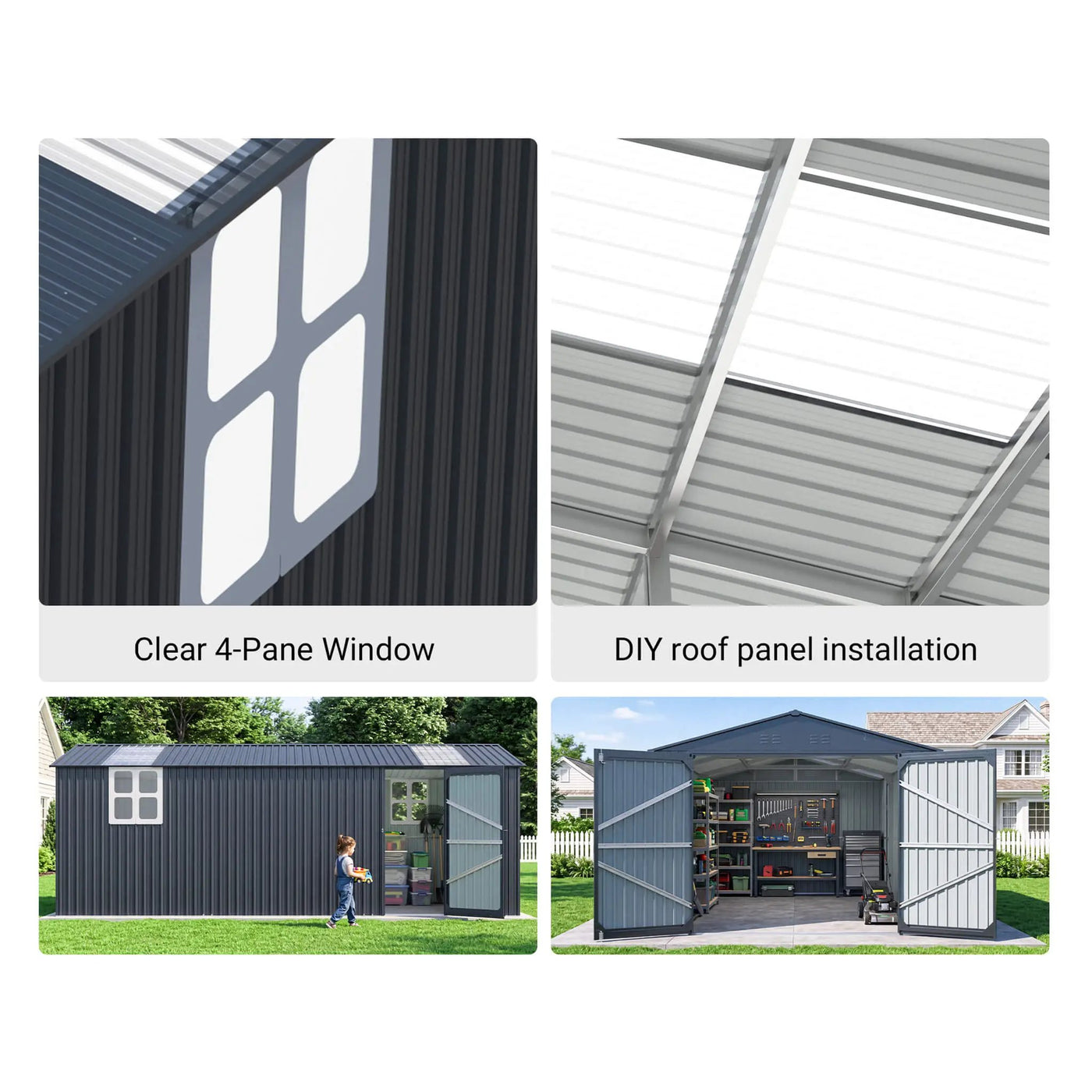 Extra-Large Outdoor Galvanized Steel Outdoor Storage Shed With Skylight Roof (SAK42671) by SAKSBY WHOLESALE