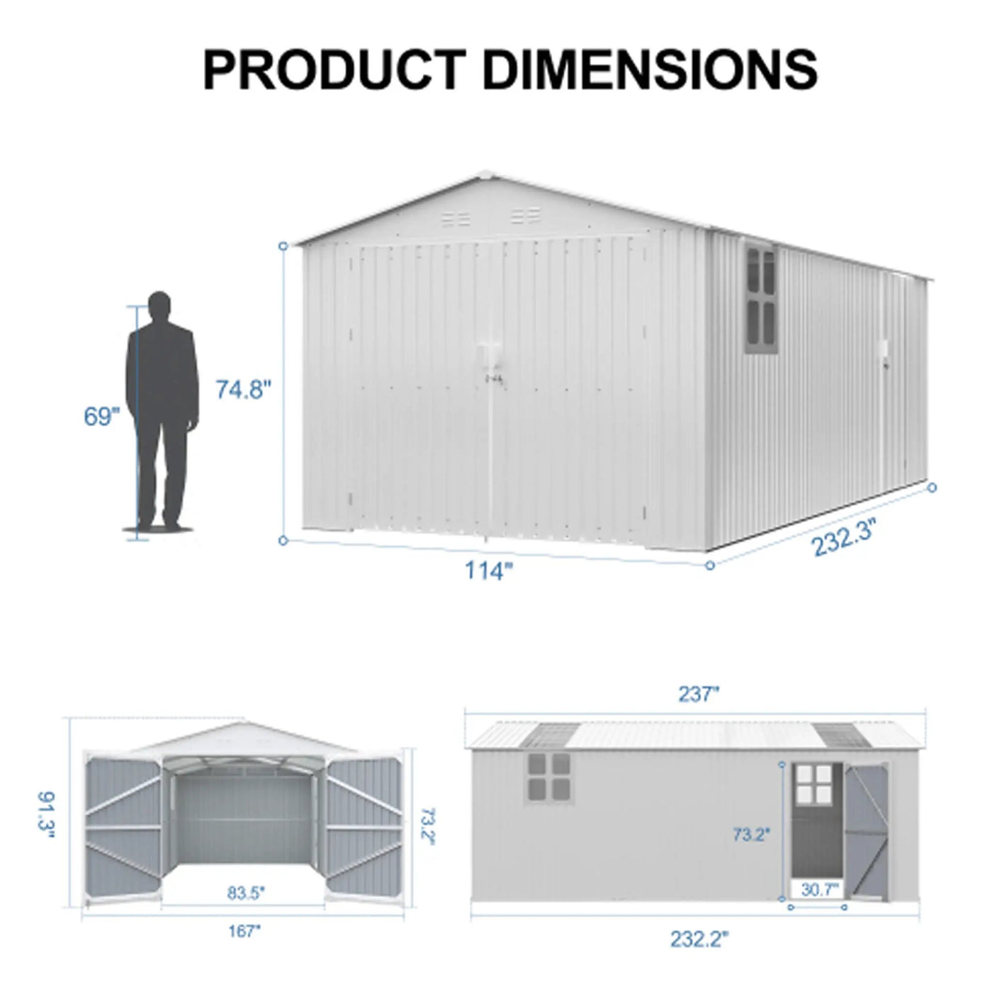 Extra-Large Outdoor Galvanized Steel Outdoor Storage Shed With Skylight Roof (SAK42671) by SAKSBY WHOLESALE