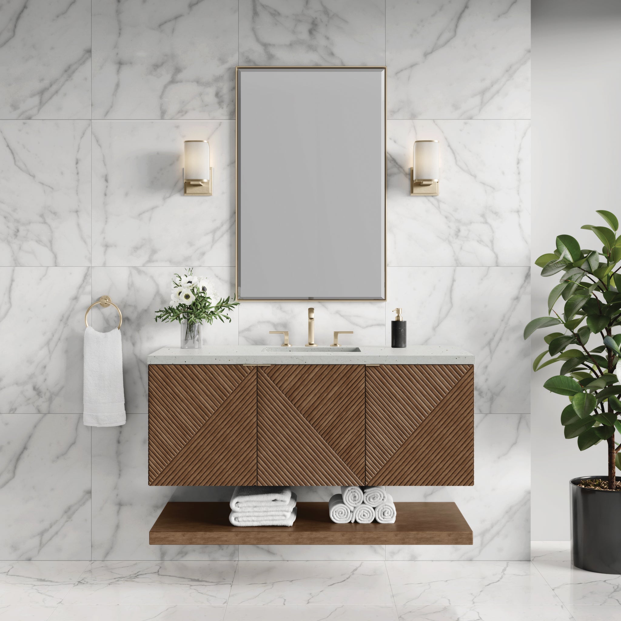 James Martin Marcello 48" Floating Single Bathroom Vanity, Chestnut, view 30