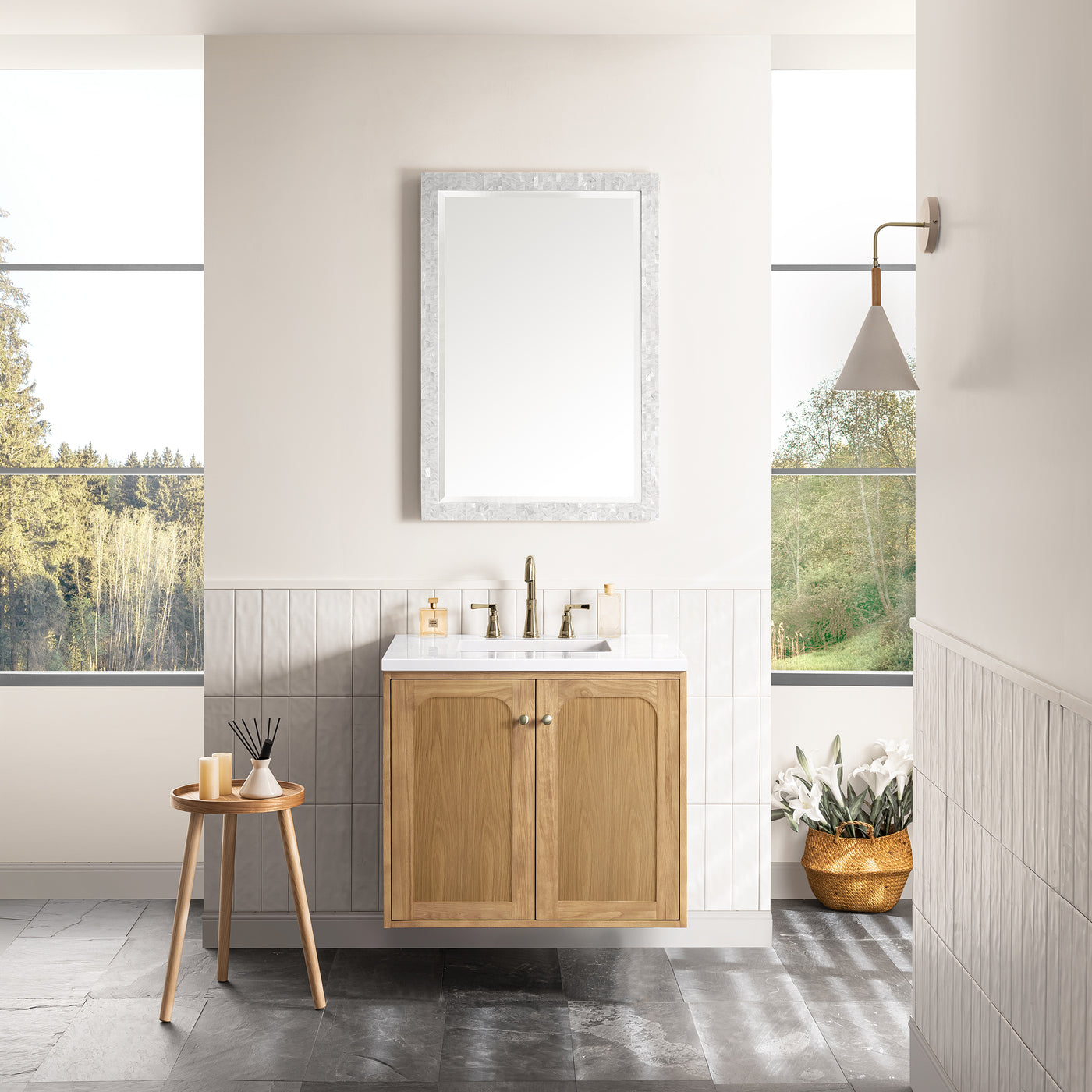 James Martin Laurent 30" Dual Mount Single Bathroom Vanity, Light Natural Oak, view 38