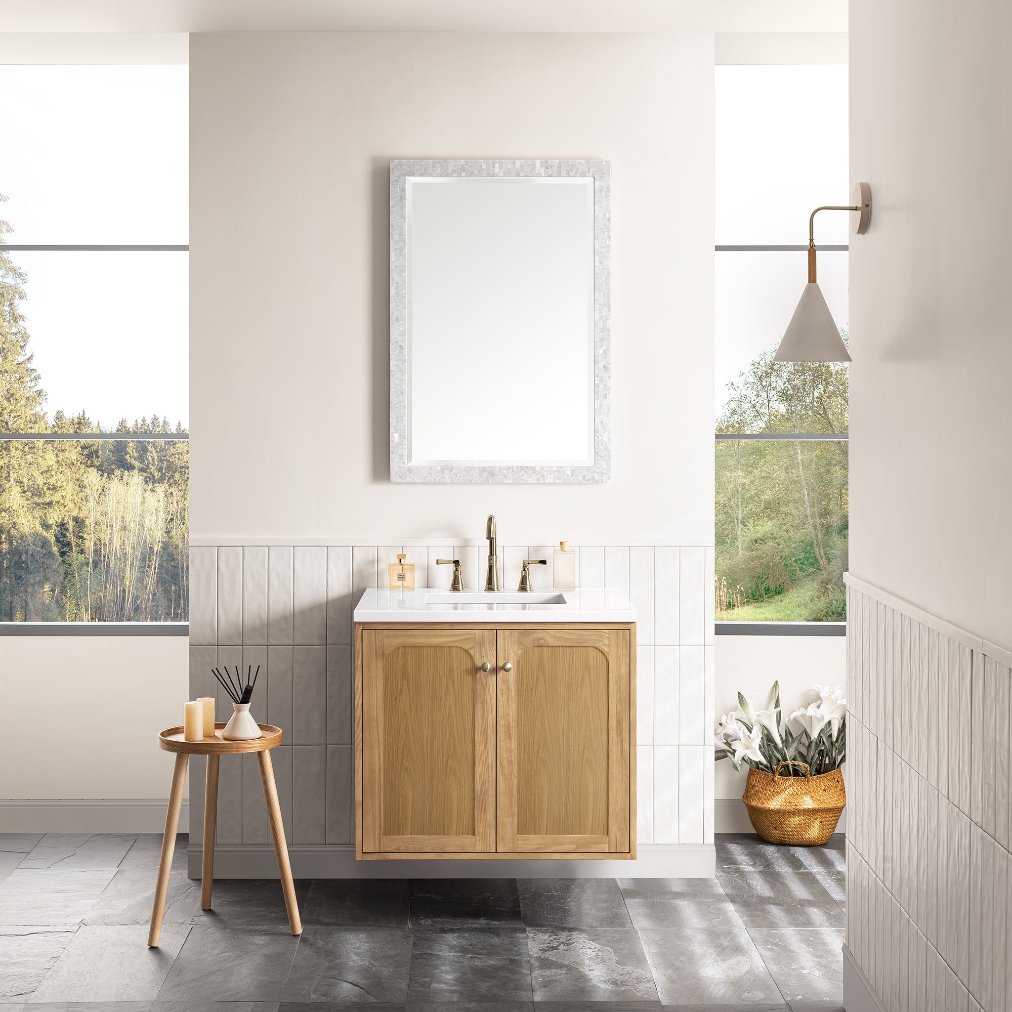 James Martin Laurent 30" Dual Mount Single Bathroom Vanity, Light Natural Oak, view 38