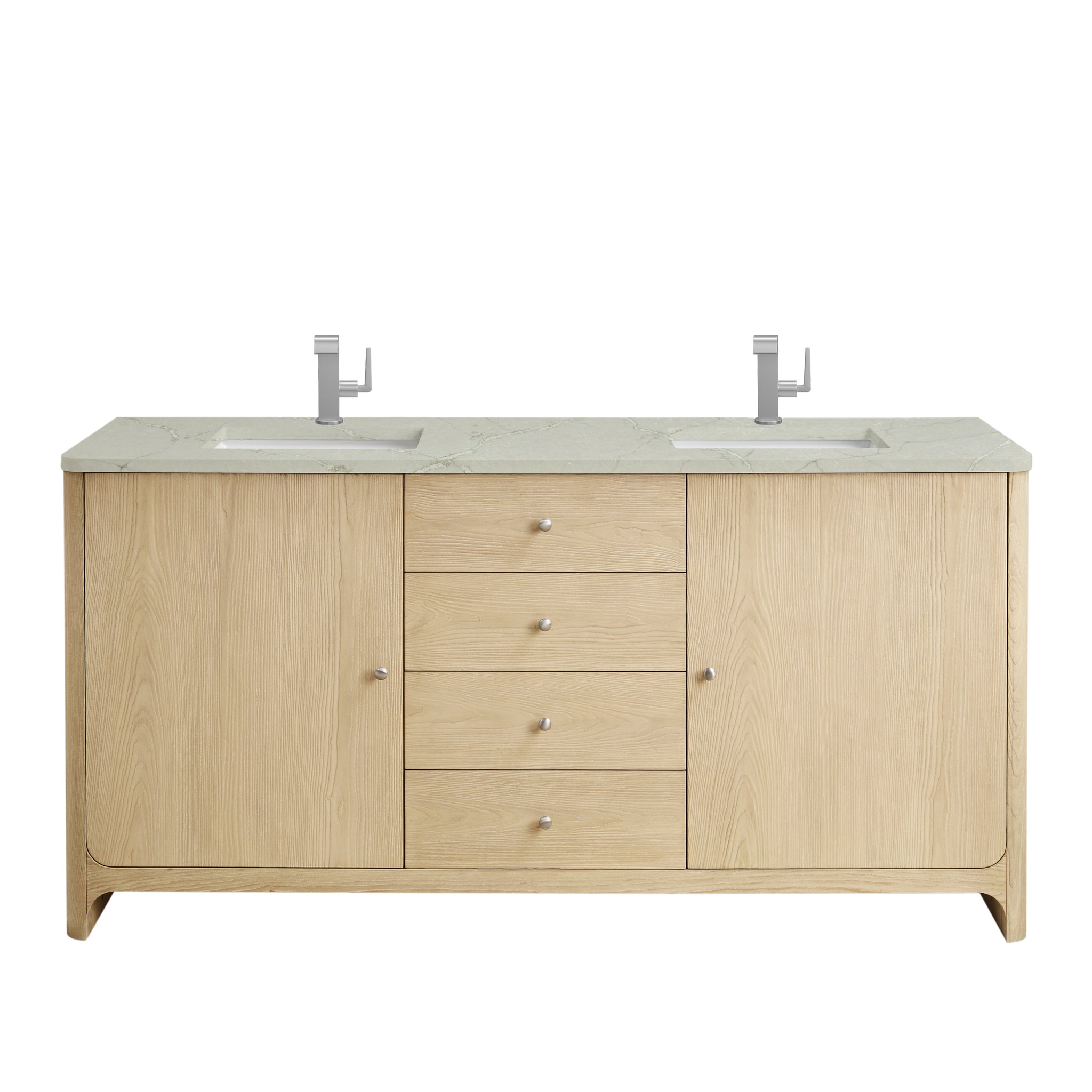James Martin Gracyn 72" Double Bathroom Vanity, Coastal Driftwood with Victorian Silver (Quartz) countertop