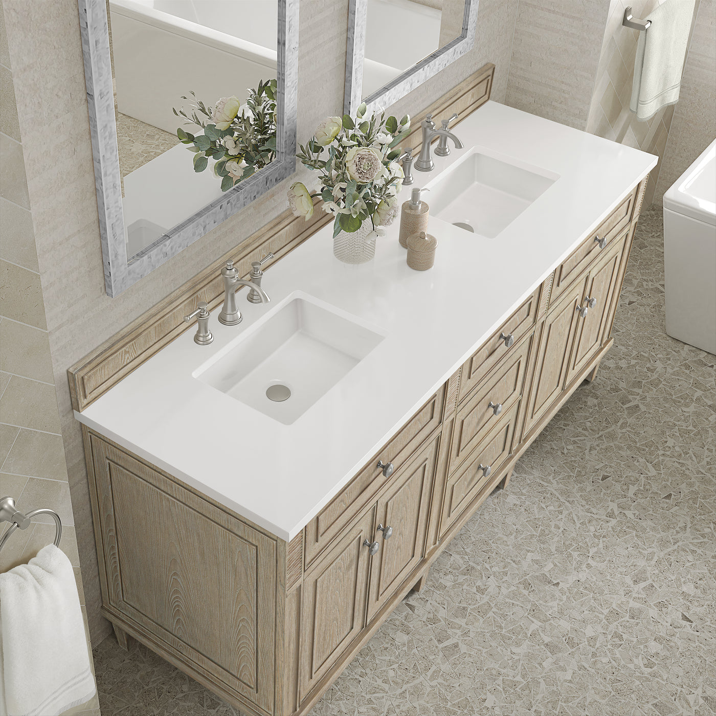 James Martin Lorelai 72" Double Bathroom Vanity, Whitewashed Oak, view 33