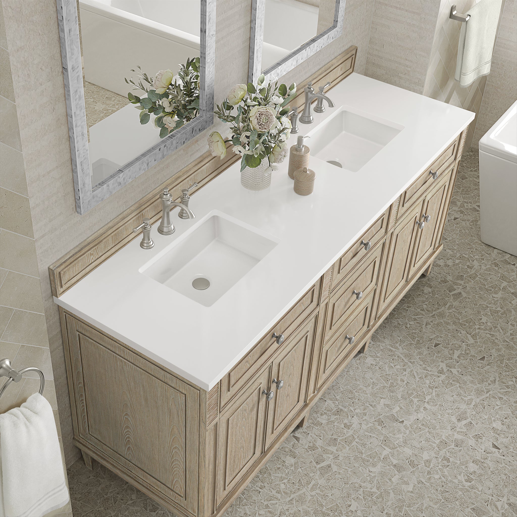 James Martin Lorelai 72" Double Bathroom Vanity, Whitewashed Oak, view 33