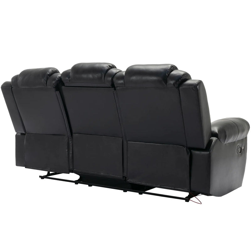 3 Pieces Recliner Sofa Sets Home Theater Seating Manual Recliner Chair With Center Console And LED Light Strip For Living Room by HouseOfZazla