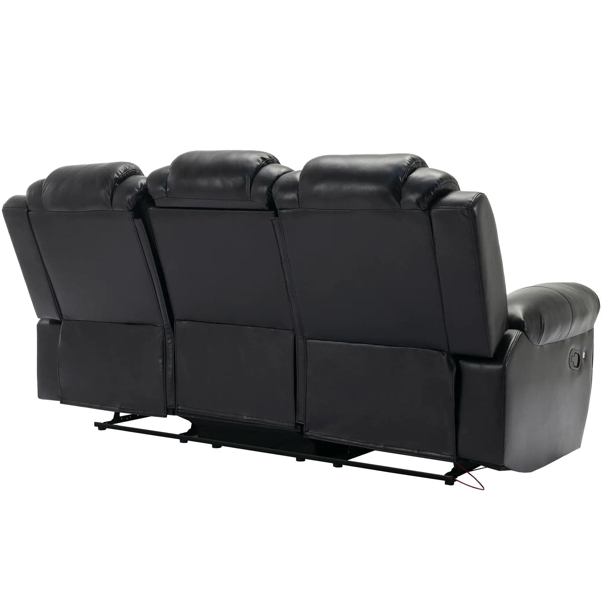 Home Theater Seating Manual Recliner Chair With Center Console And Led Light Strip For Living Room by HouseOfZazla