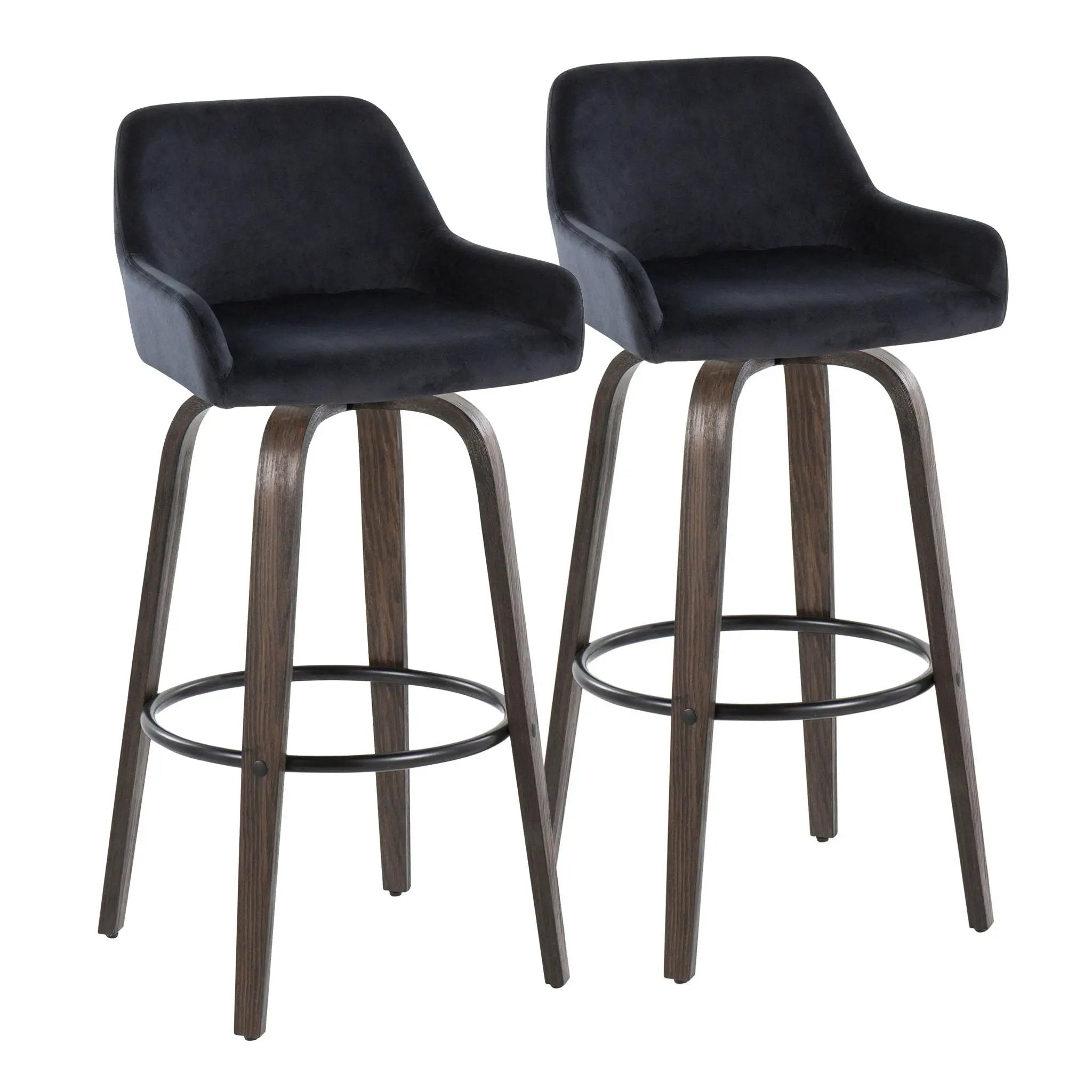 Daniella - Contemporary Fixed Height, Barstool With Swivel With Round Footrest (Set of 2) by HouseOfZazla