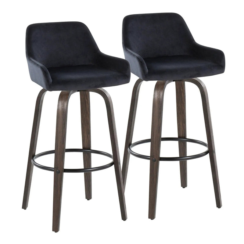 Daniella - Contemporary Fixed Height, Barstool With Swivel With Round Footrest (Set of 2) by HouseOfZazla