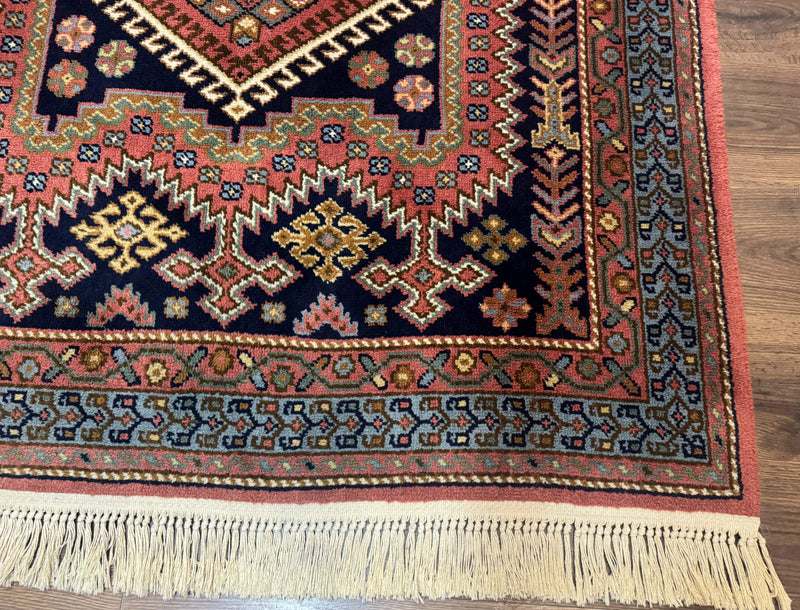 5x7 Persian Tribal Design Rug, Wool, Geometric Medallions, Vintage, Power Loomed by Jewel Rugs