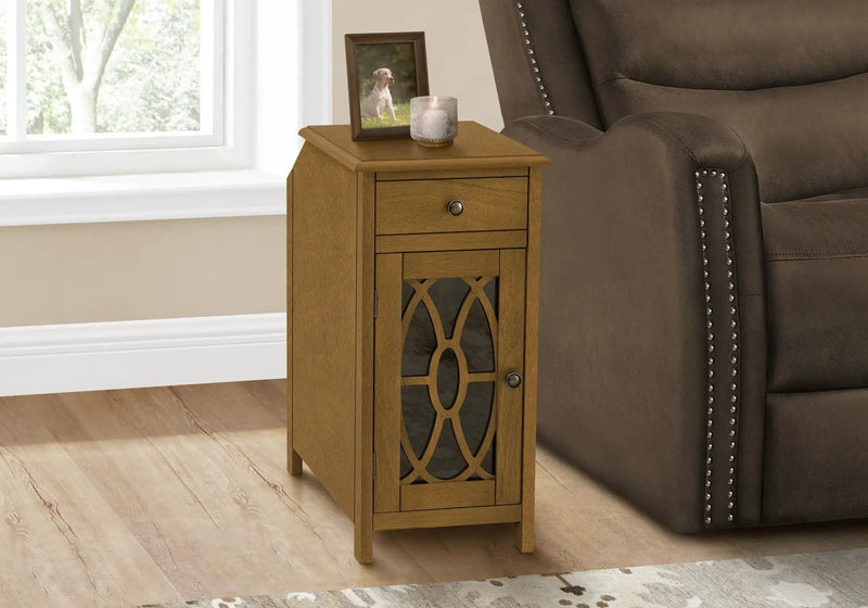 Accent Side Table with Storage Drawer - Taupe by HouseOfZazla