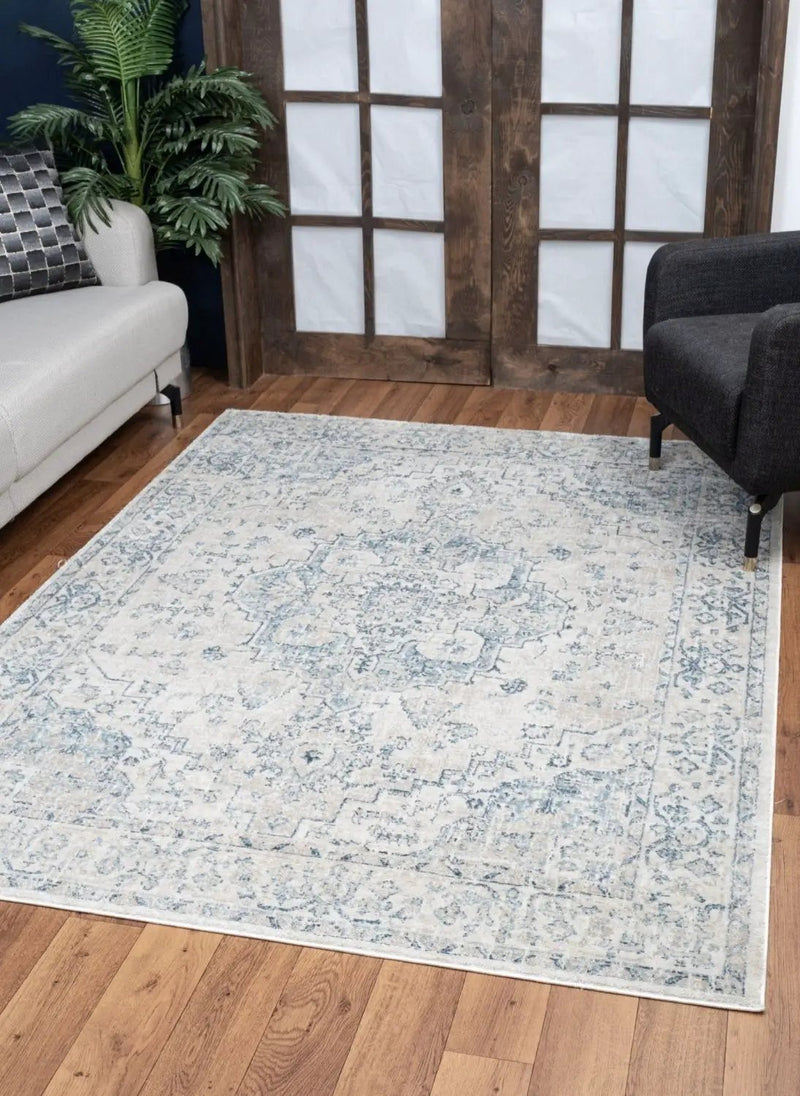 Noble - 5'3" X 7'3" Area Rug - Ivory, Polyester by HouseOfZazla