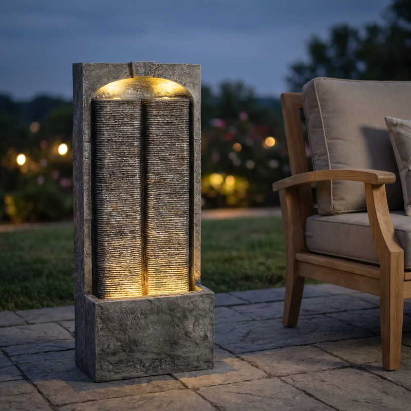 Cascading LED Outdoor Water Fountain - 39" H by HouseOfZazla